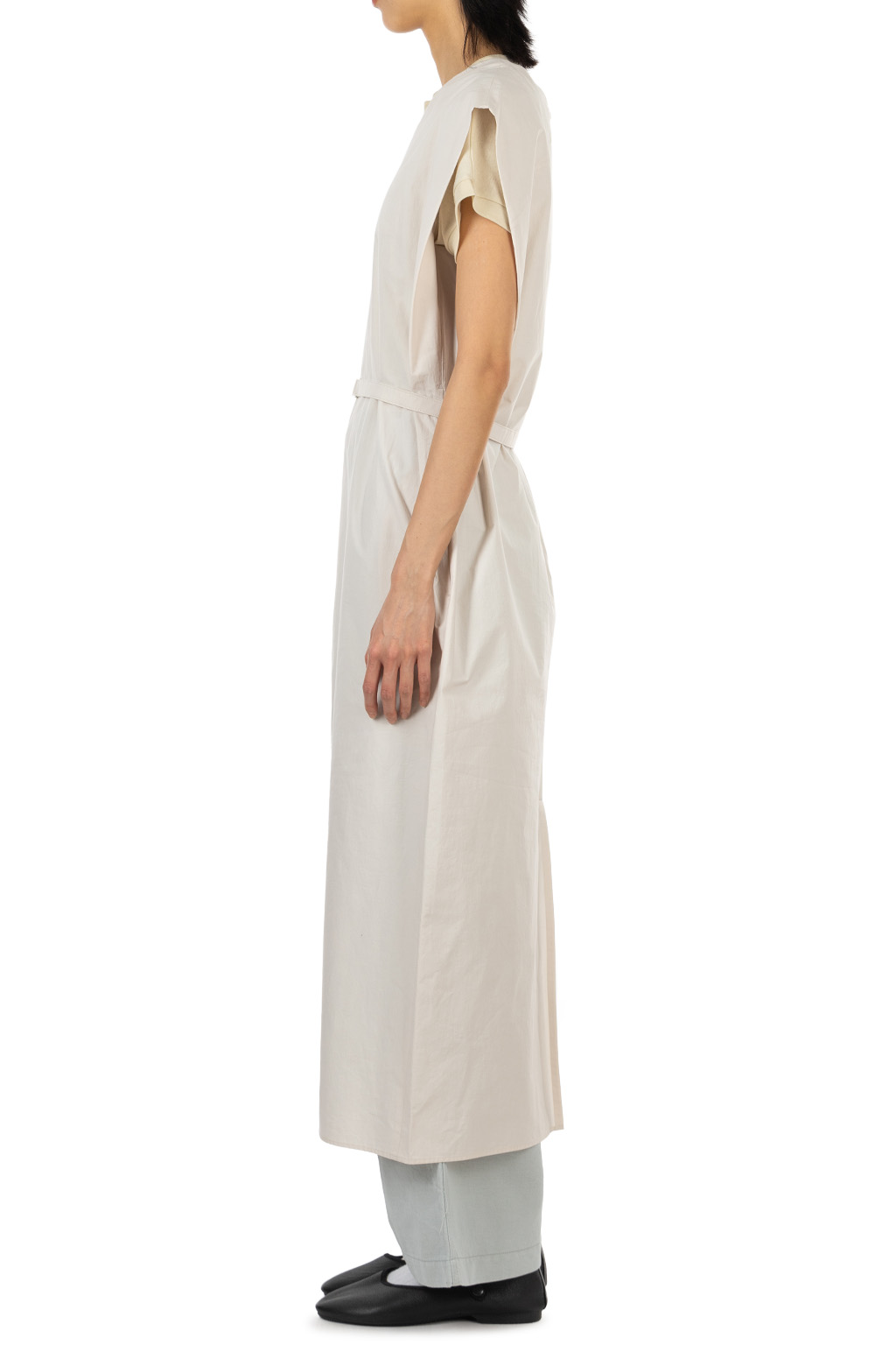 ATON - French Sleeve Dress - Cotton Broad - Warm White