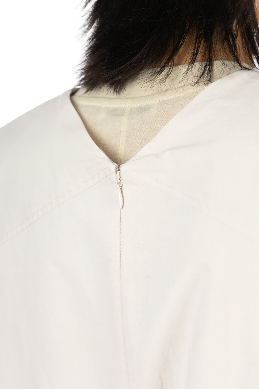 ATON - French Sleeve Dress - Cotton Broad - Warm White