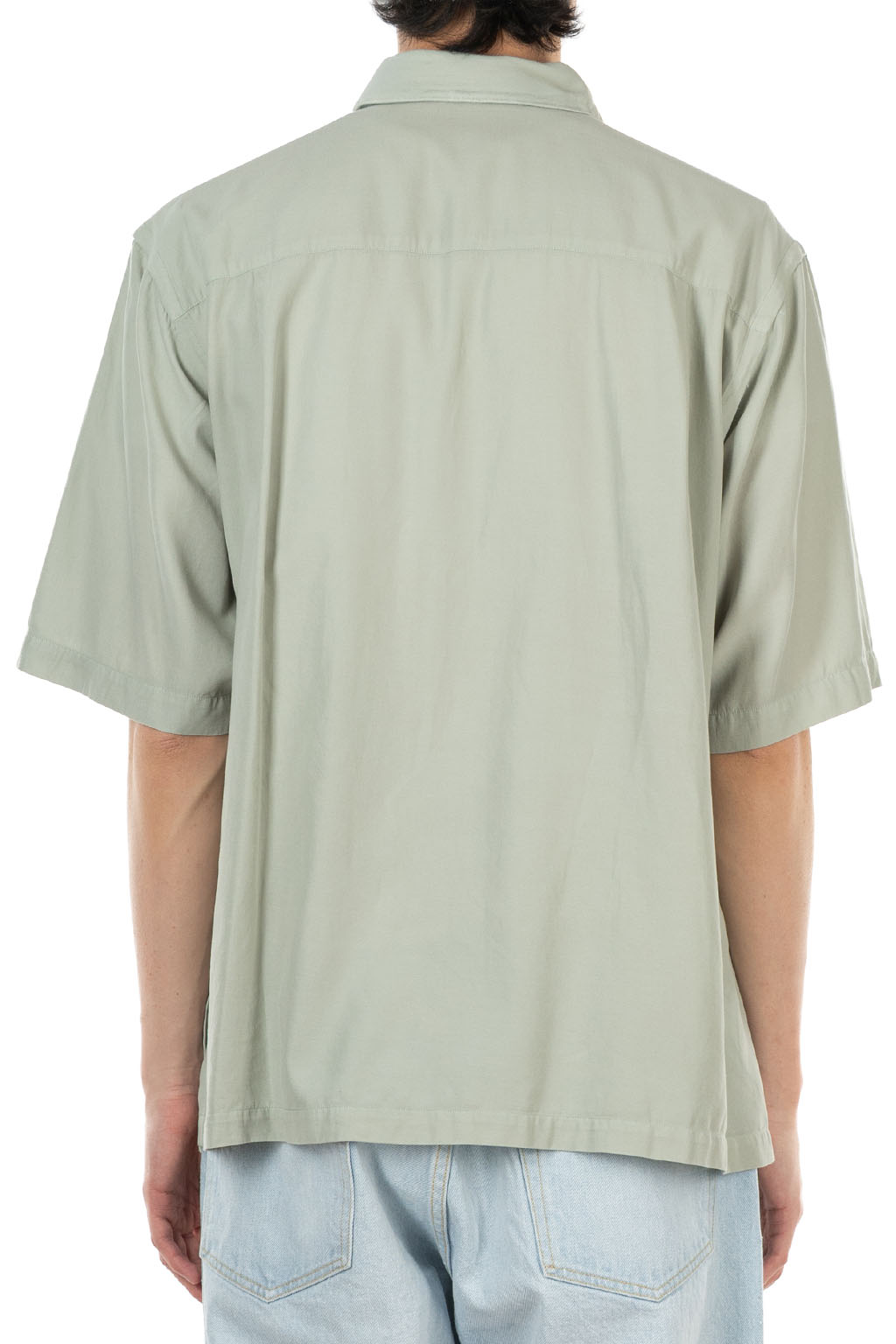 ATON - Loose Fit Half Sleeve Shirt - Cotton Silk Viera - Green