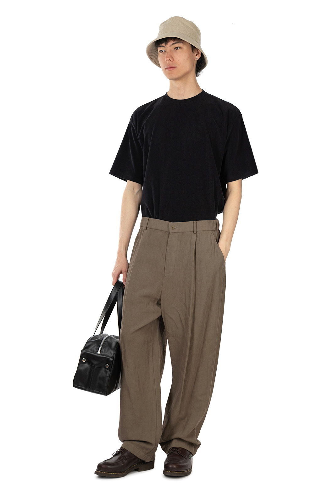 ATON - Loose Fit Pants - Cotton Linen Voile - Beige