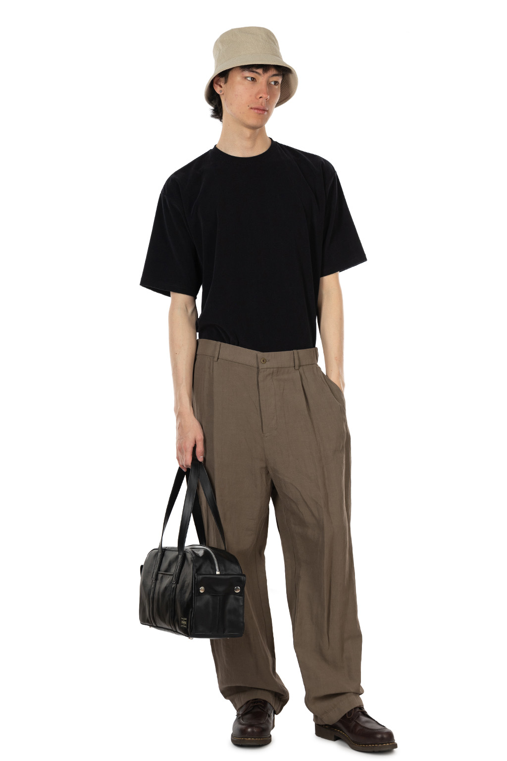 ATON - Loose Fit Pants - Cotton Linen Voile - Beige