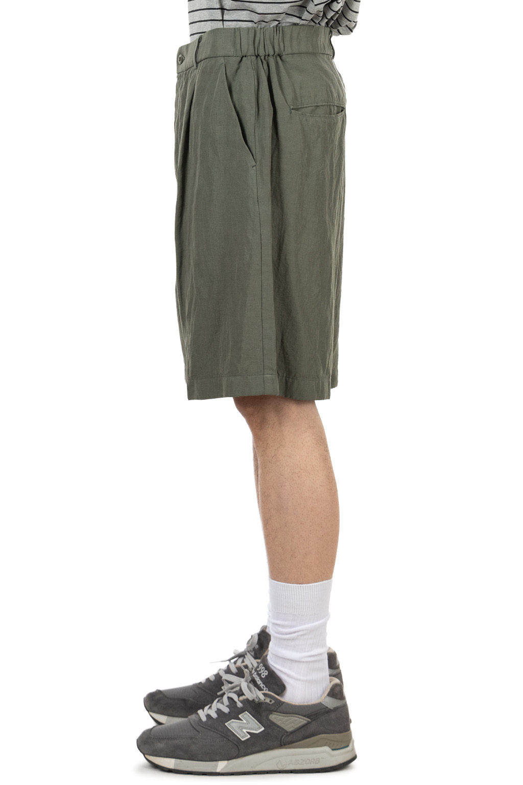 ATON - Loose Fit Shorts - Cotton Linen Voile - Khaki