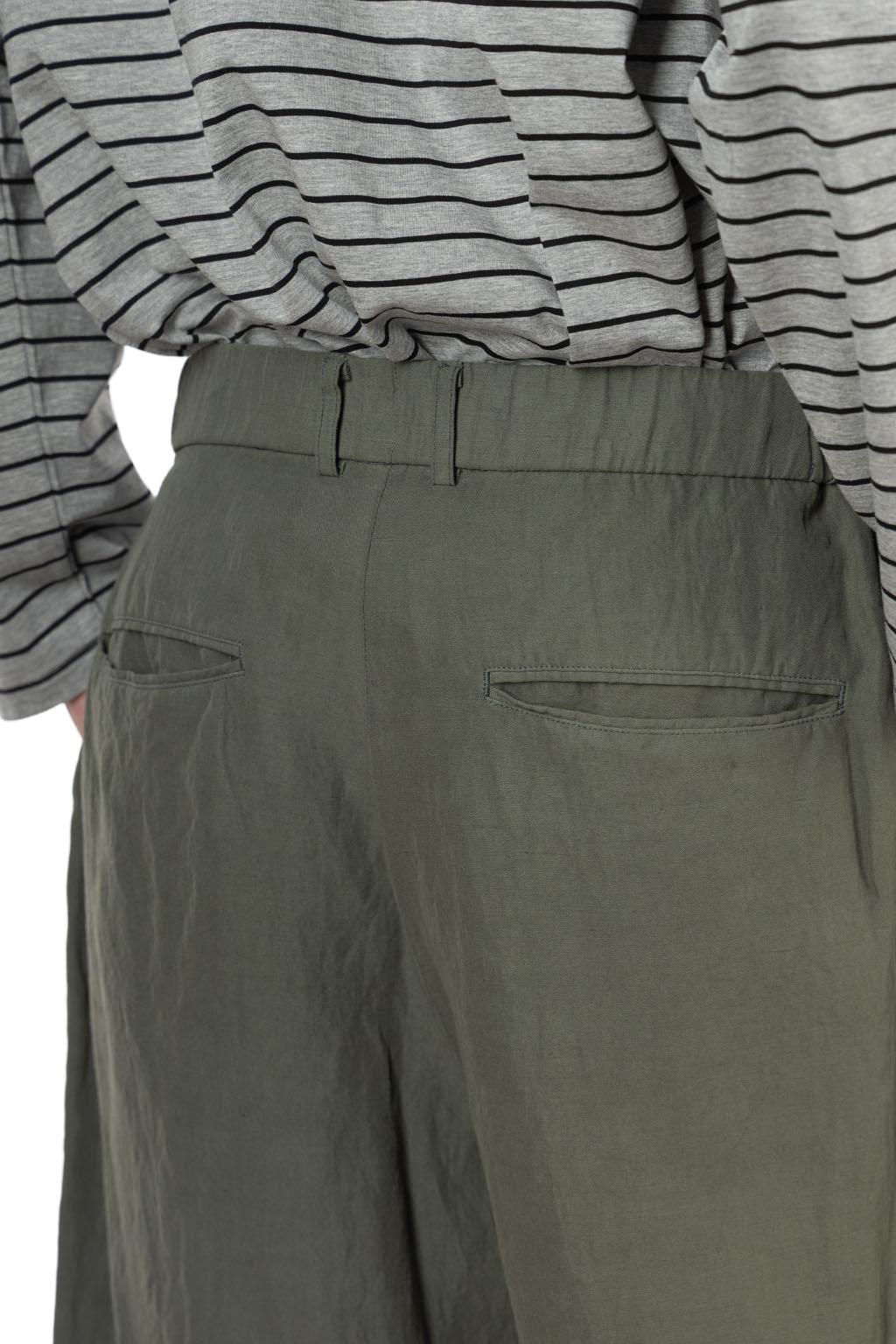 ATON - Loose Fit Shorts - Cotton Linen Voile - Khaki