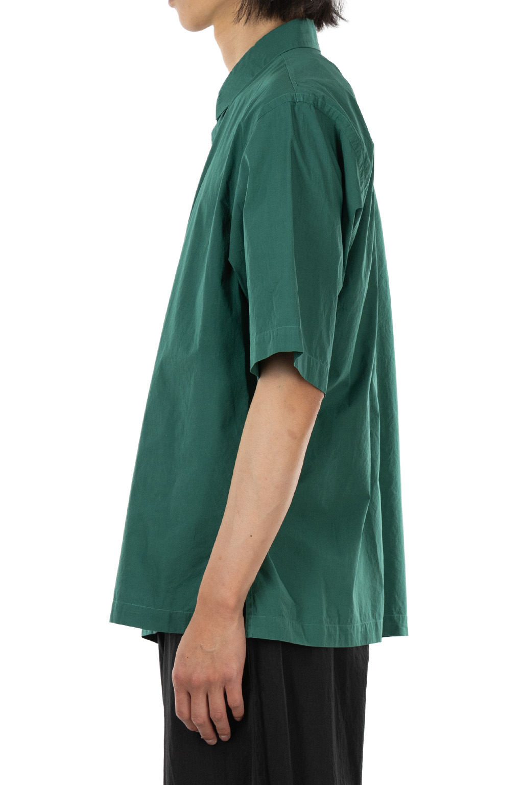ATON - Oversized Half Sleeve Shirt - Shrink Cotton Lawn - Green