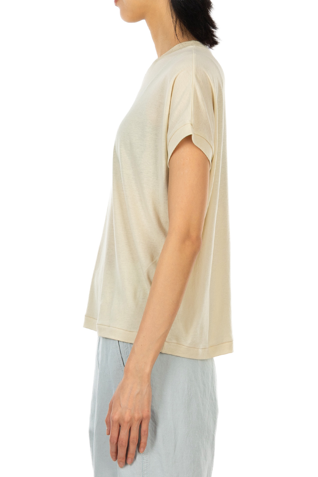 ATON - Oversized T-Shirt - Cotton Linen Fraise - Beige