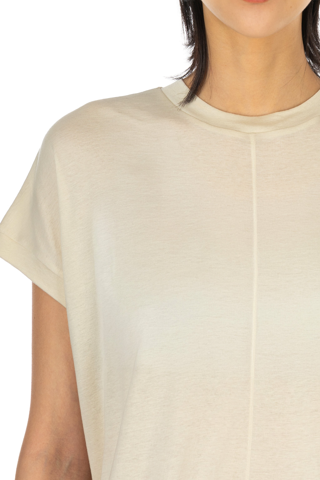 ATON - Oversized T-Shirt - Cotton Linen Fraise - Beige