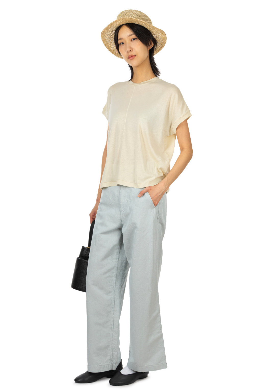 ATON - Oversized T-Shirt - Cotton Linen Fraise - Beige