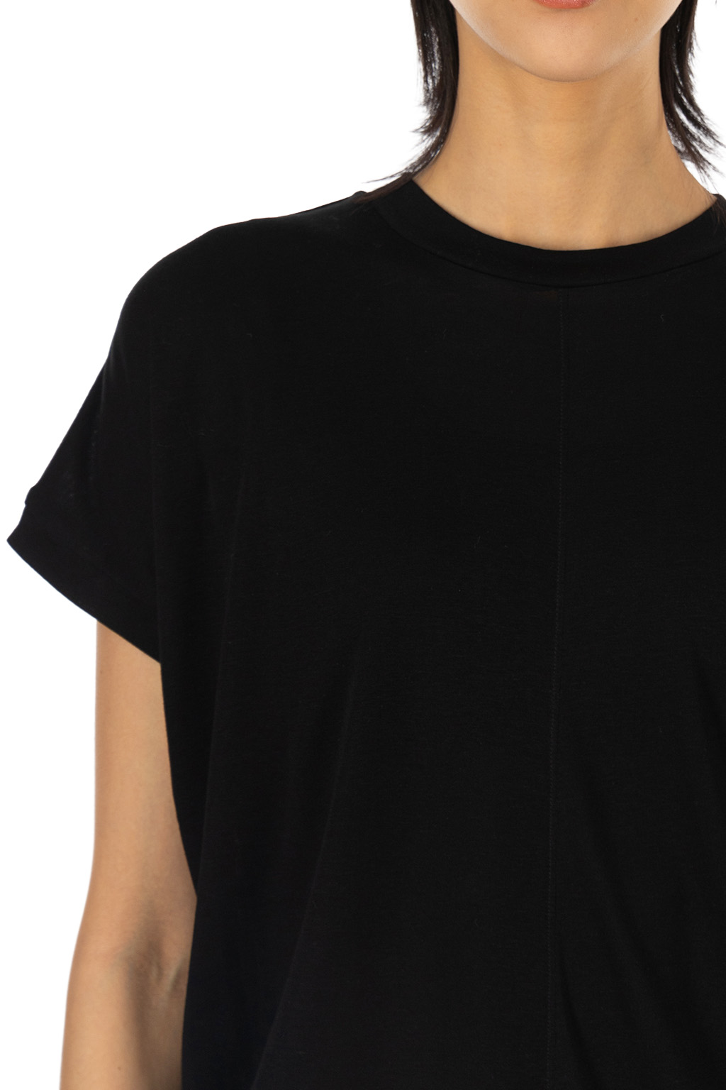 ATON - Oversized T-Shirt - Cotton Linen Fraise - Black 