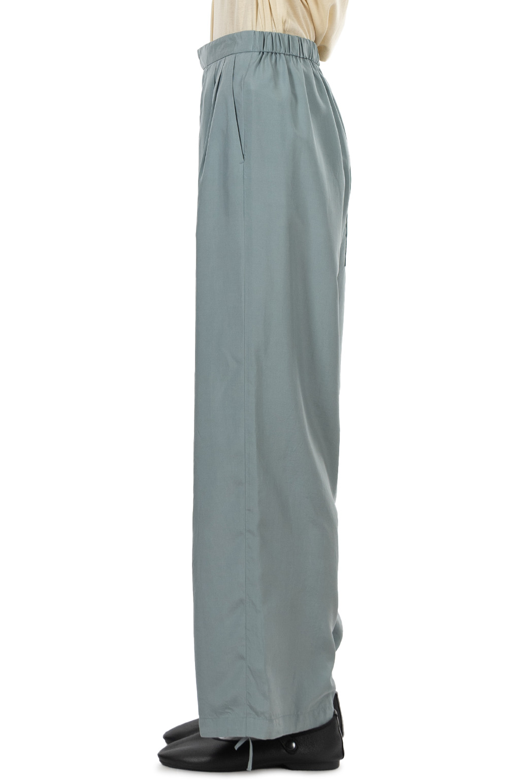 ATON - Wide Easy Pants - Silk Suede - Sax