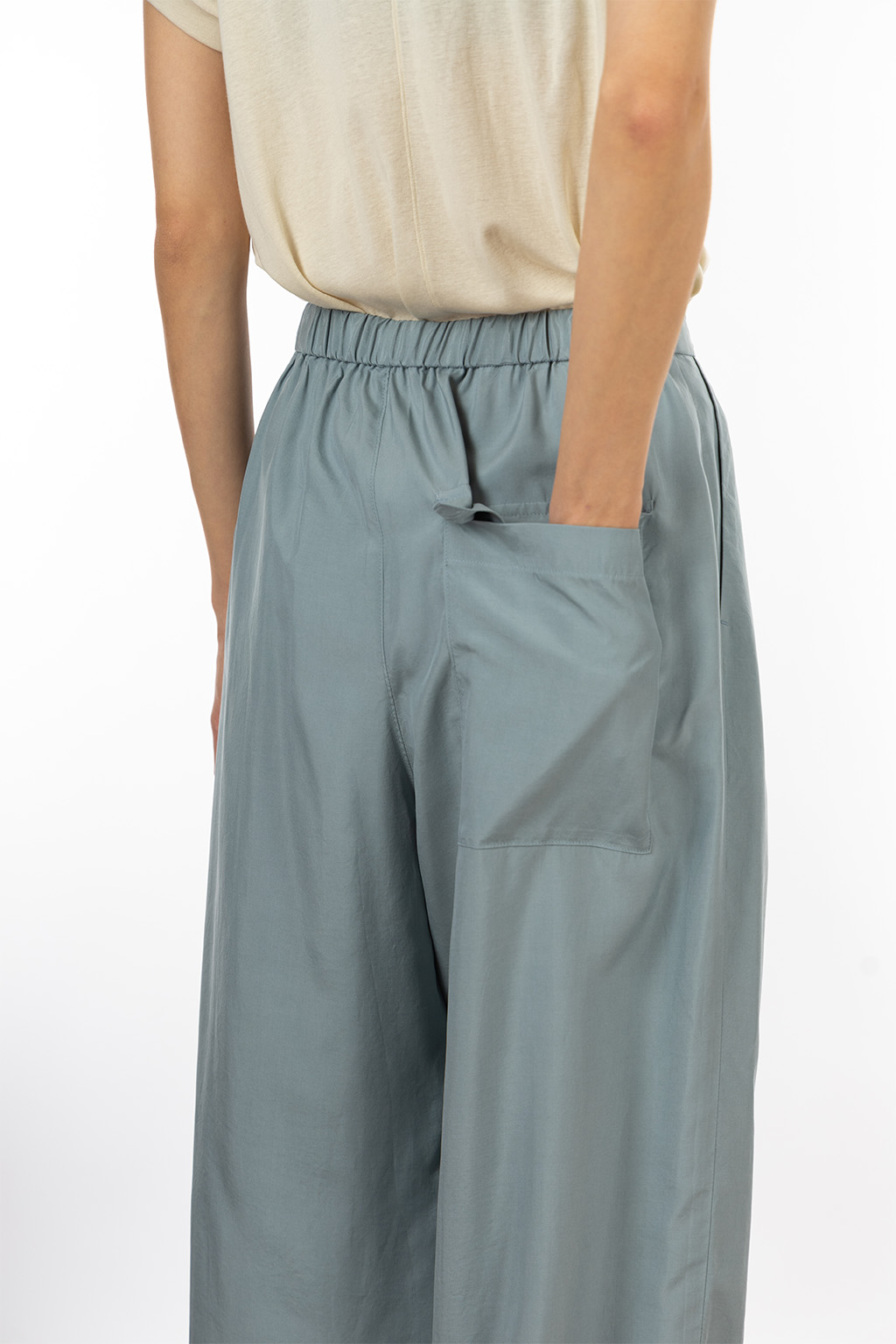 ATON - Wide Easy Pants - Silk Suede - Sax