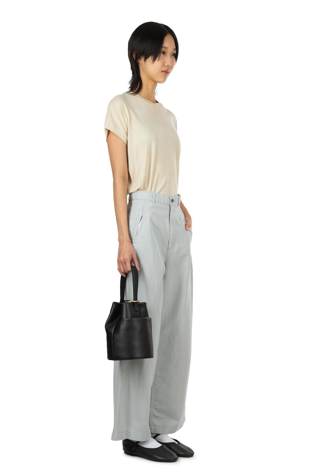 ATON - Work Pants - Cotton Linen Katsuragi - Dull Sax