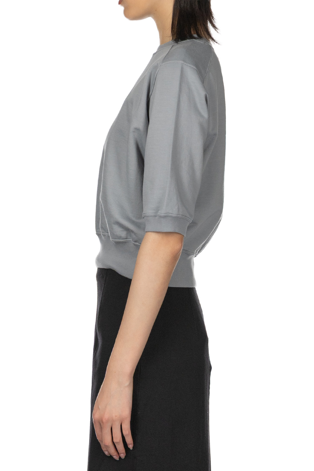 AURALEE - Elastic High-Gauge Sweat Half-Sleeve Pullover - Ash Grey 
