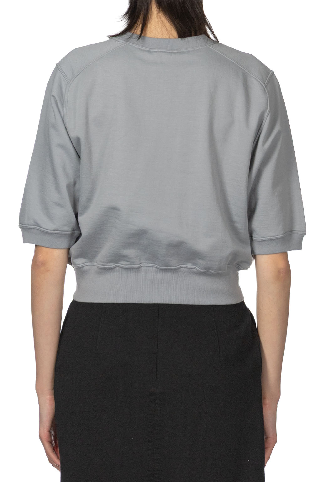 AURALEE - Elastic High-Gauge Sweat Half-Sleeve Pullover - Ash Grey 