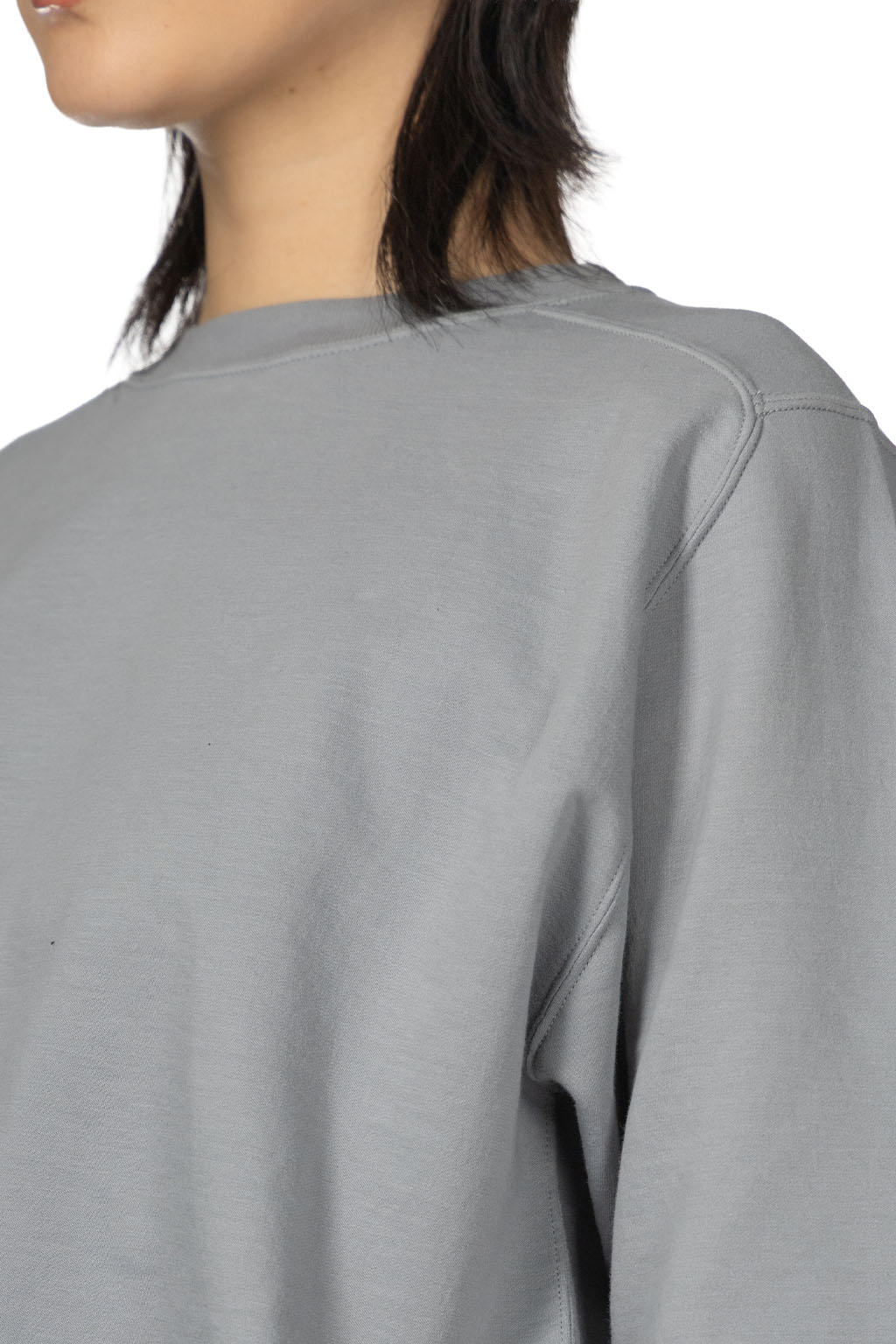 AURALEE - Elastic High-Gauge Sweat Half-Sleeve Pullover - Ash Grey 