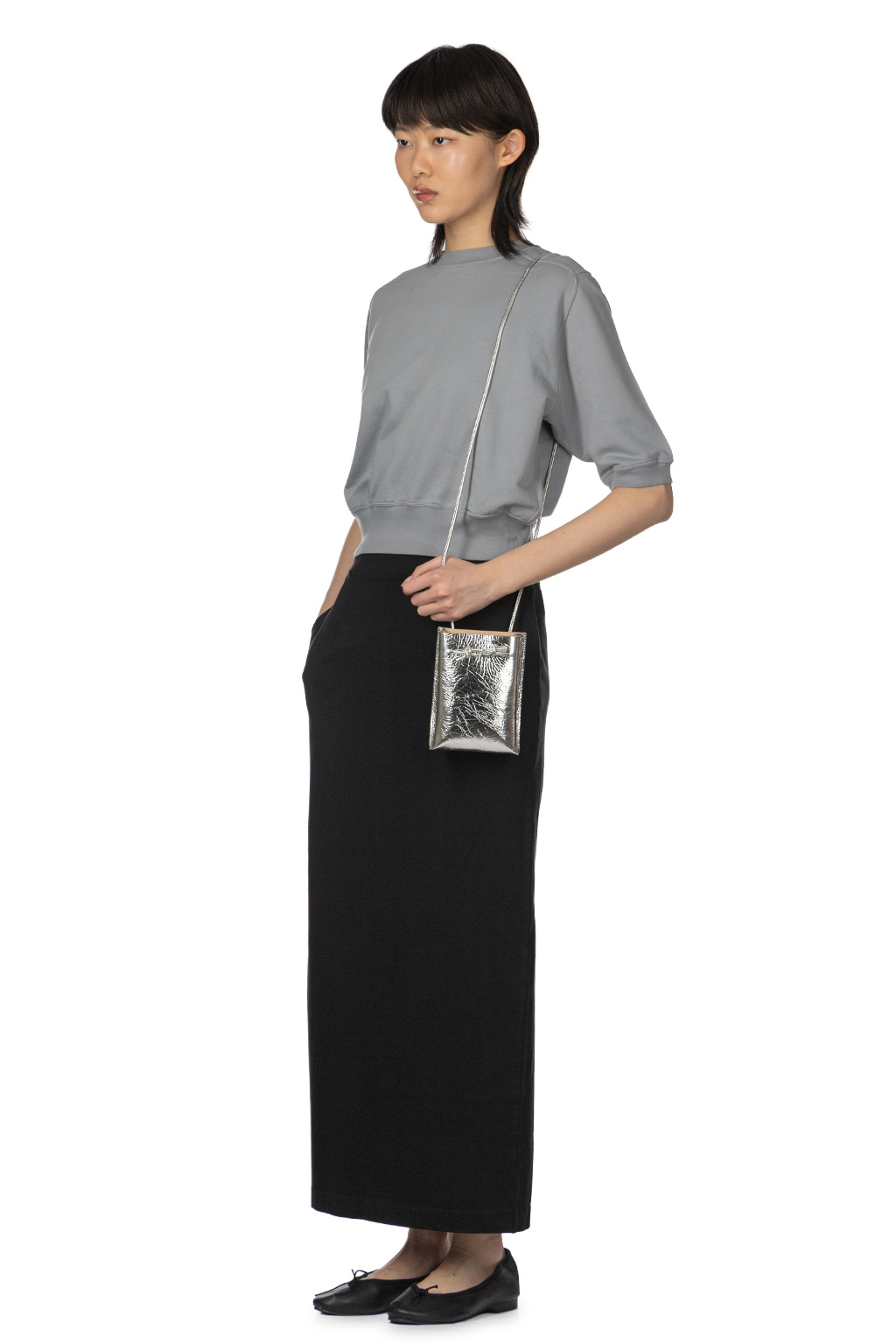 AURALEE - Elastic High-Gauge Sweat Half-Sleeve Pullover - Ash Grey 