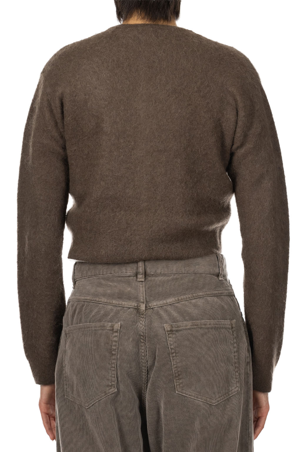 AURALEE - Garment-Dyed Baby Alpaca Fuzzy Knit Cardigan - Dark Brown