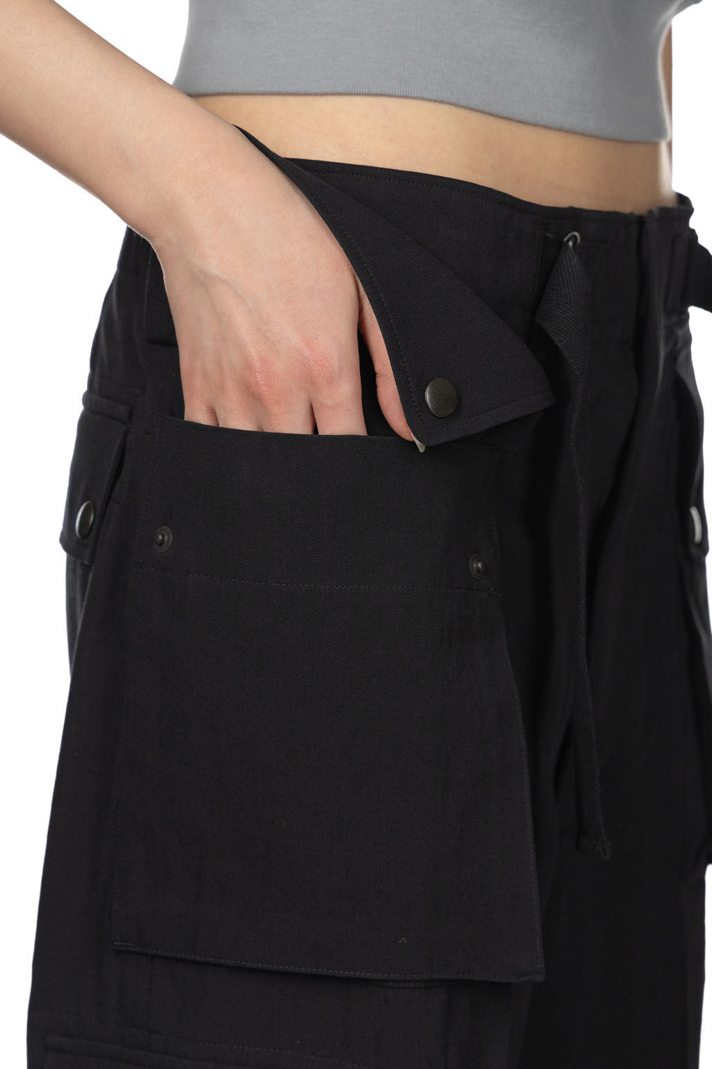 AURALEE - Light Cotton Wool Viyella Cargo Pants - Black