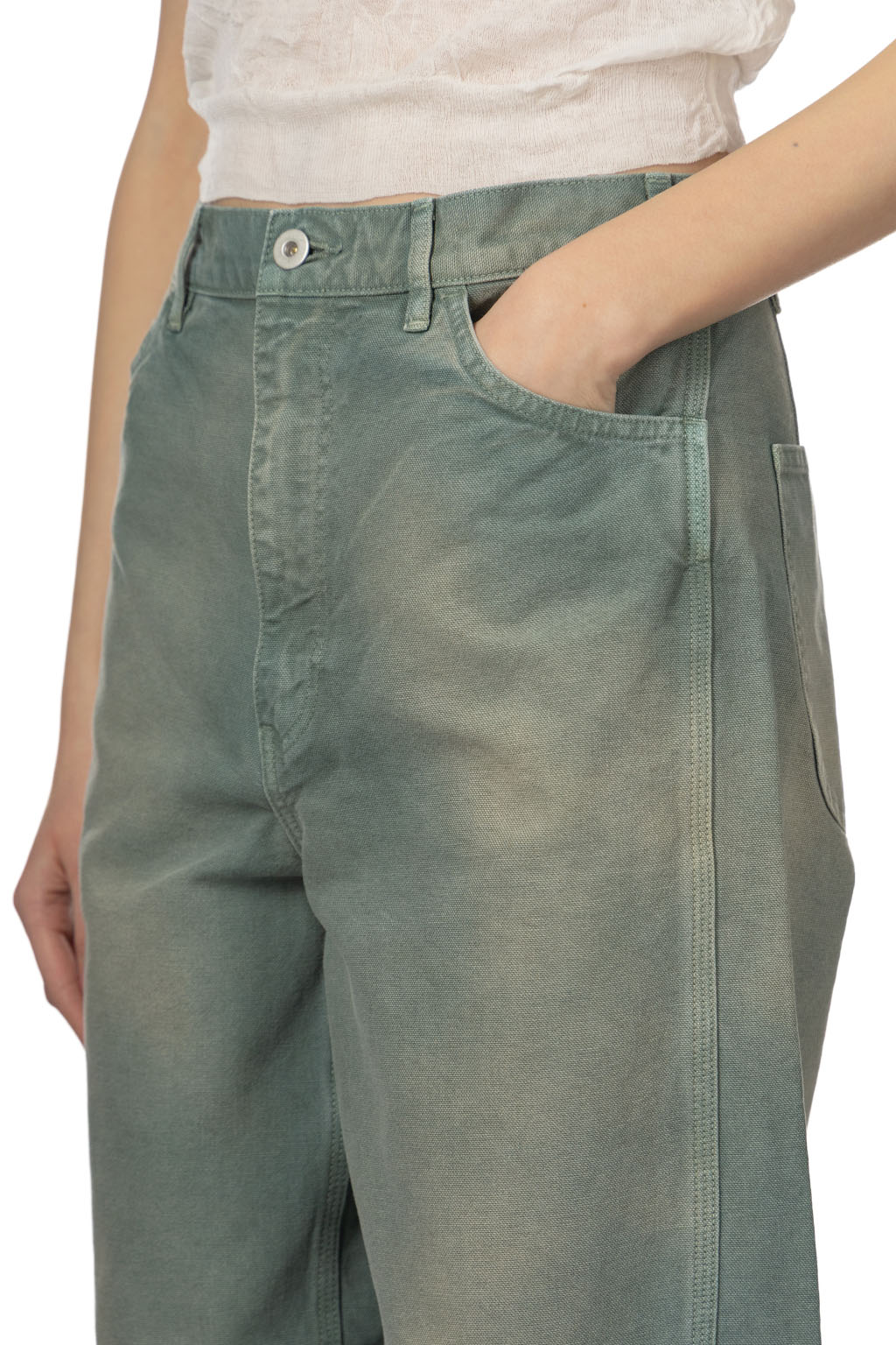 AURALEE - Orgainc Cotton Duck Pants - Ash Green