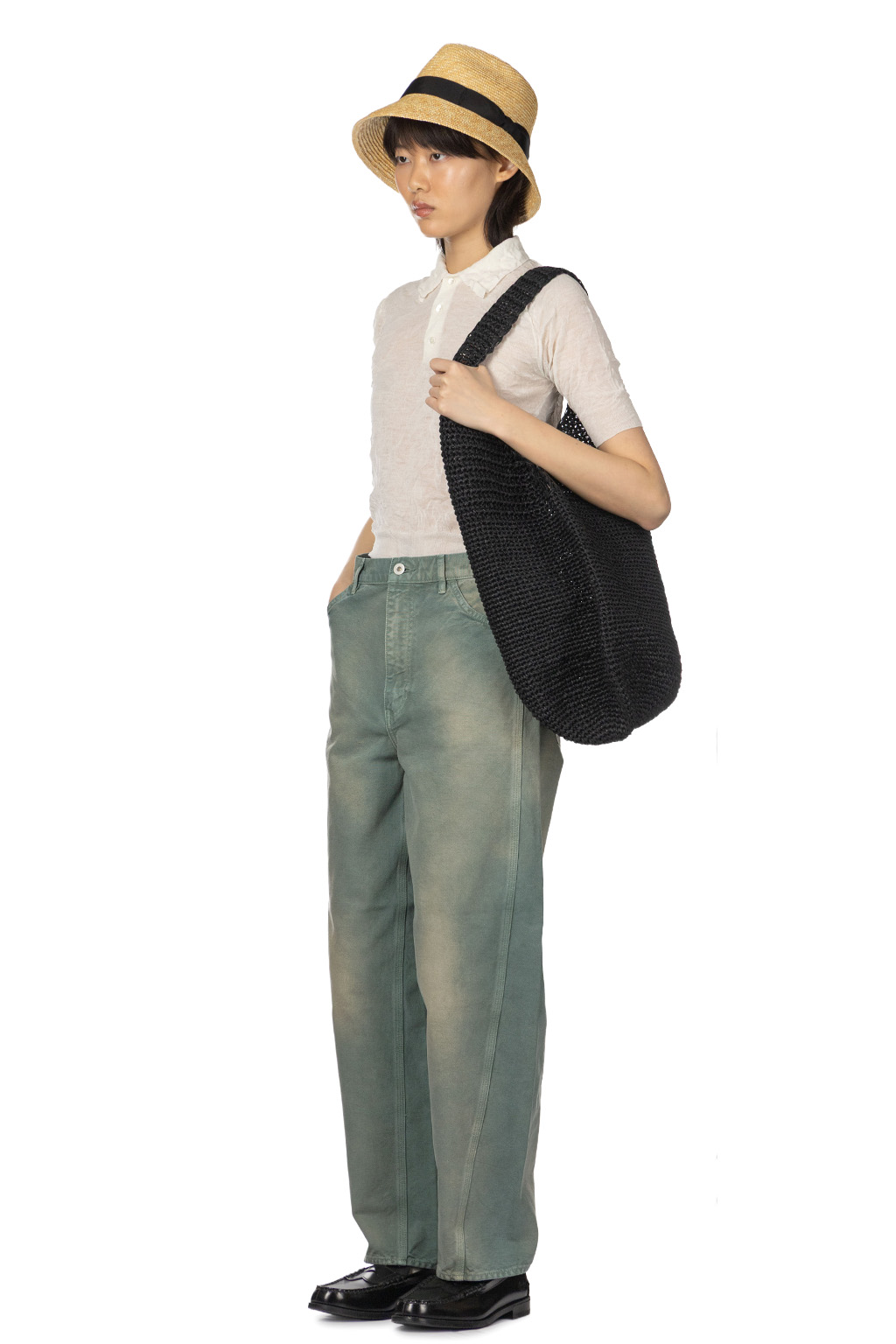 AURALEE - Orgainc Cotton Duck Pants - Ash Green