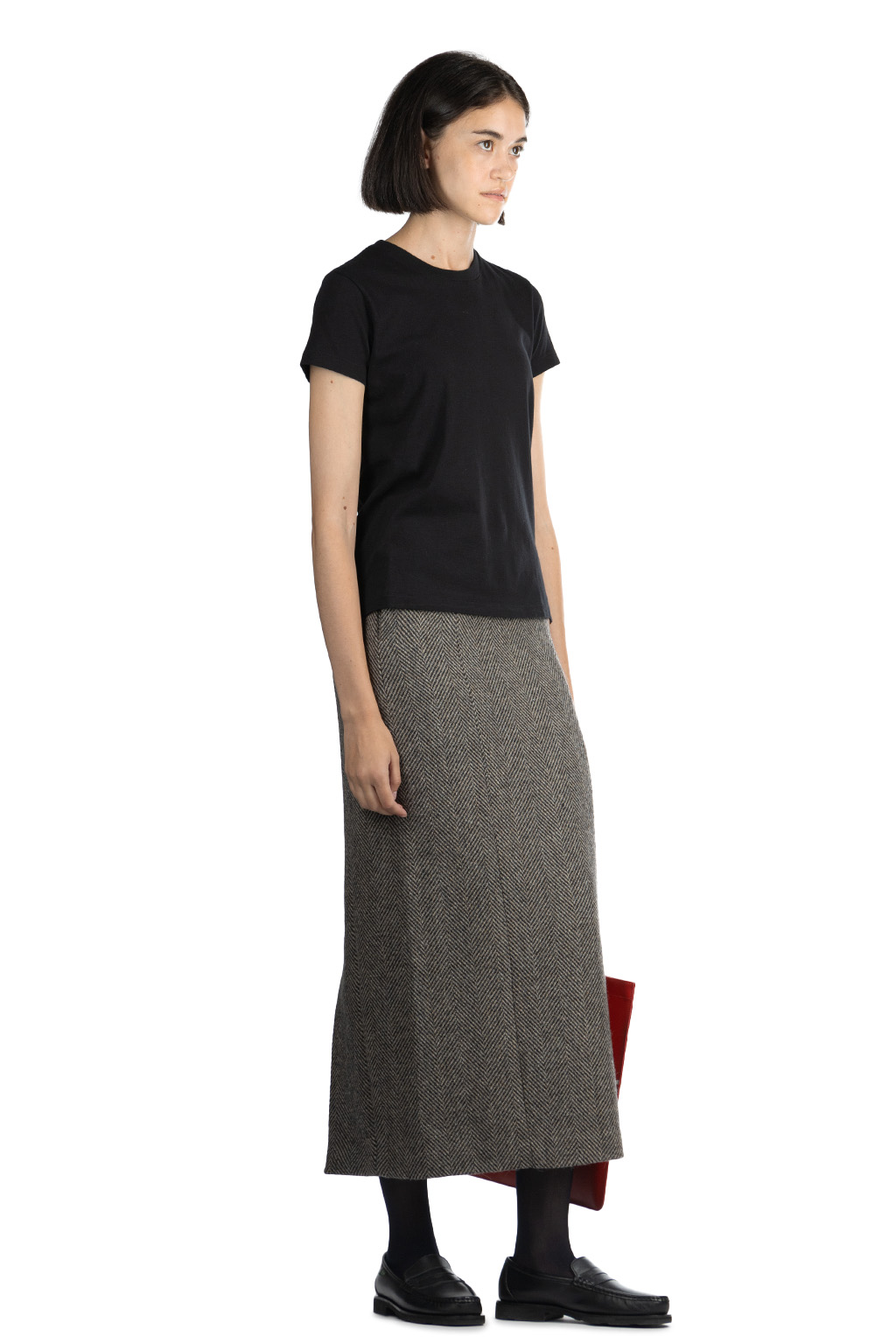 AURALEE - SEAMLESS CREW NECK TEE-Black