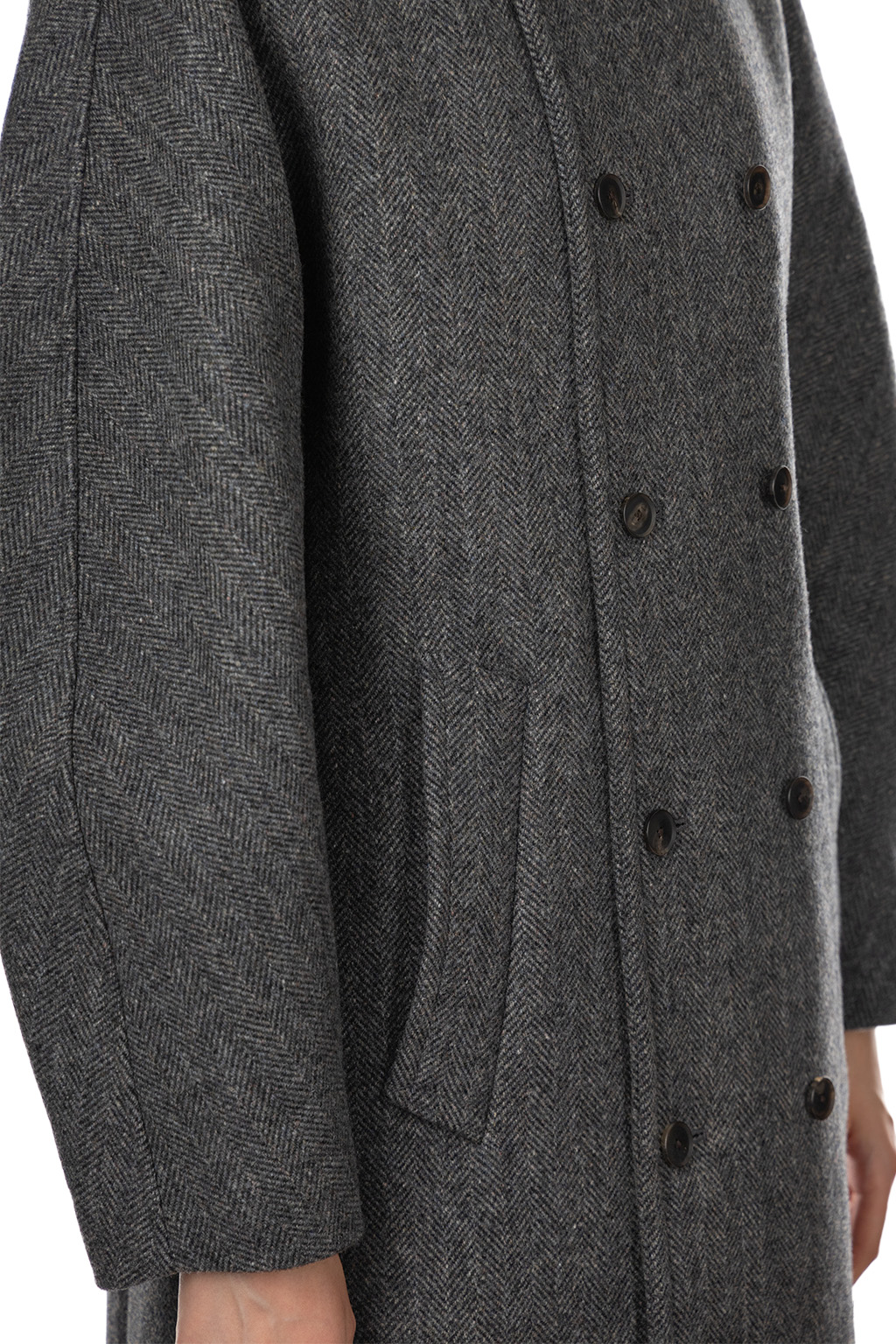 AURALEE - Shetland Wool Double Cloth Coat - Gray Herringbone