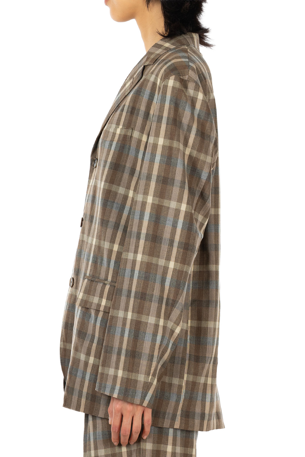 AURALEE - Super Fine Tropical Wool Check Jacket - Top Brown Check