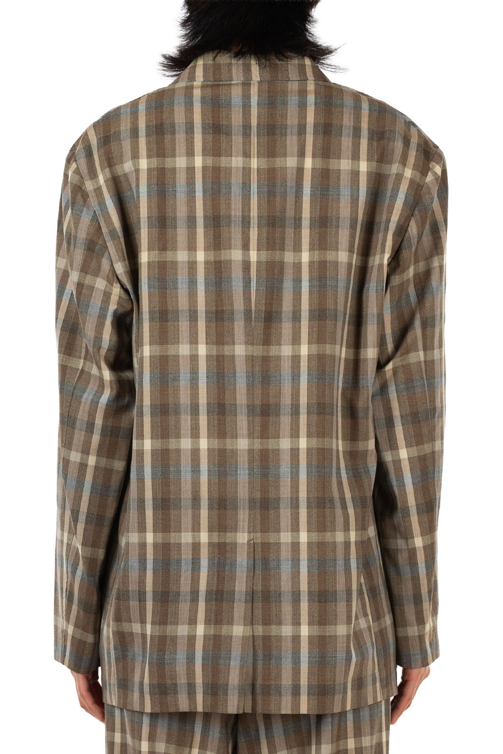 AURALEE - Super Fine Tropical Wool Check Jacket - Top Brown Check