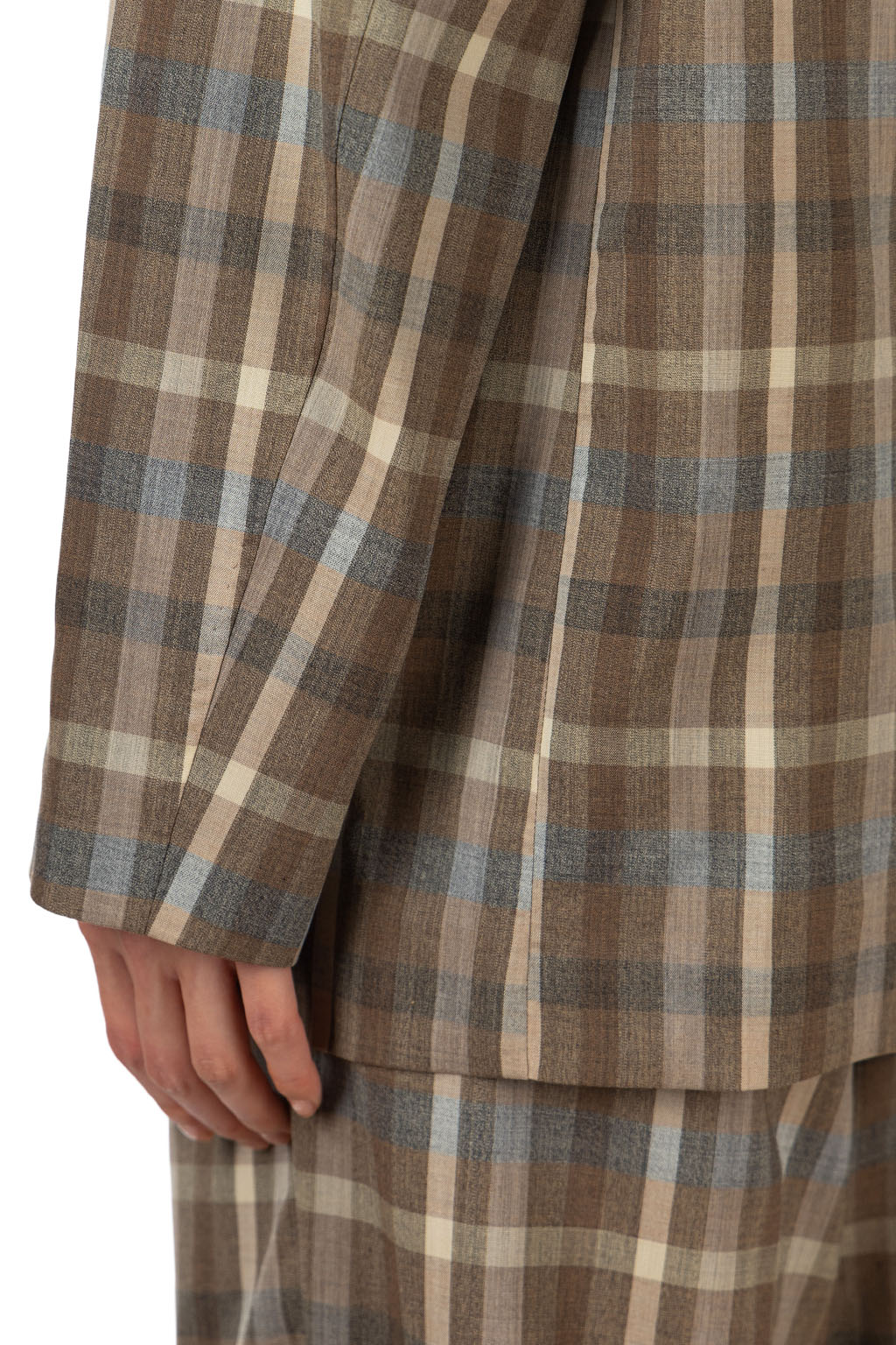 AURALEE - Super Fine Tropical Wool Check Jacket - Top Brown Check