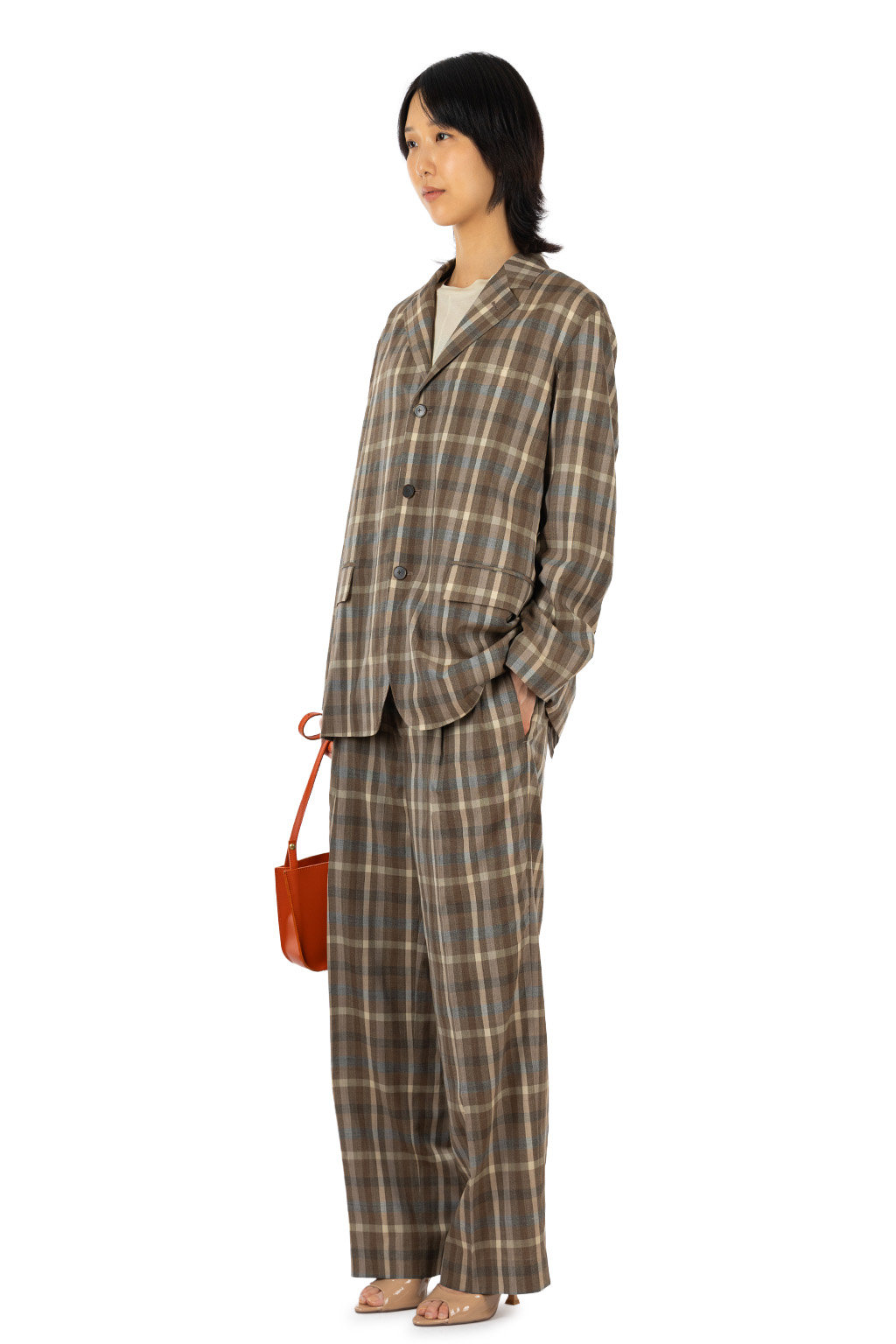 AURALEE - Super Fine Tropical Wool Check Jacket - Top Brown Check
