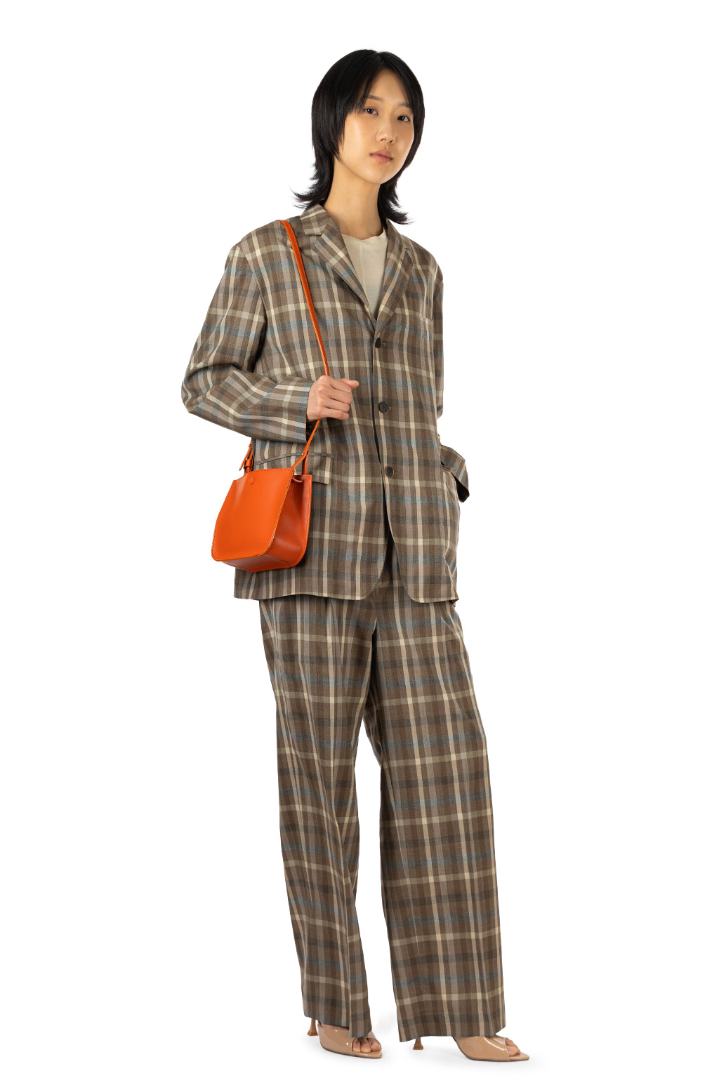 AURALEE - Super Fine Tropical Wool Check Jacket - Top Brown Check