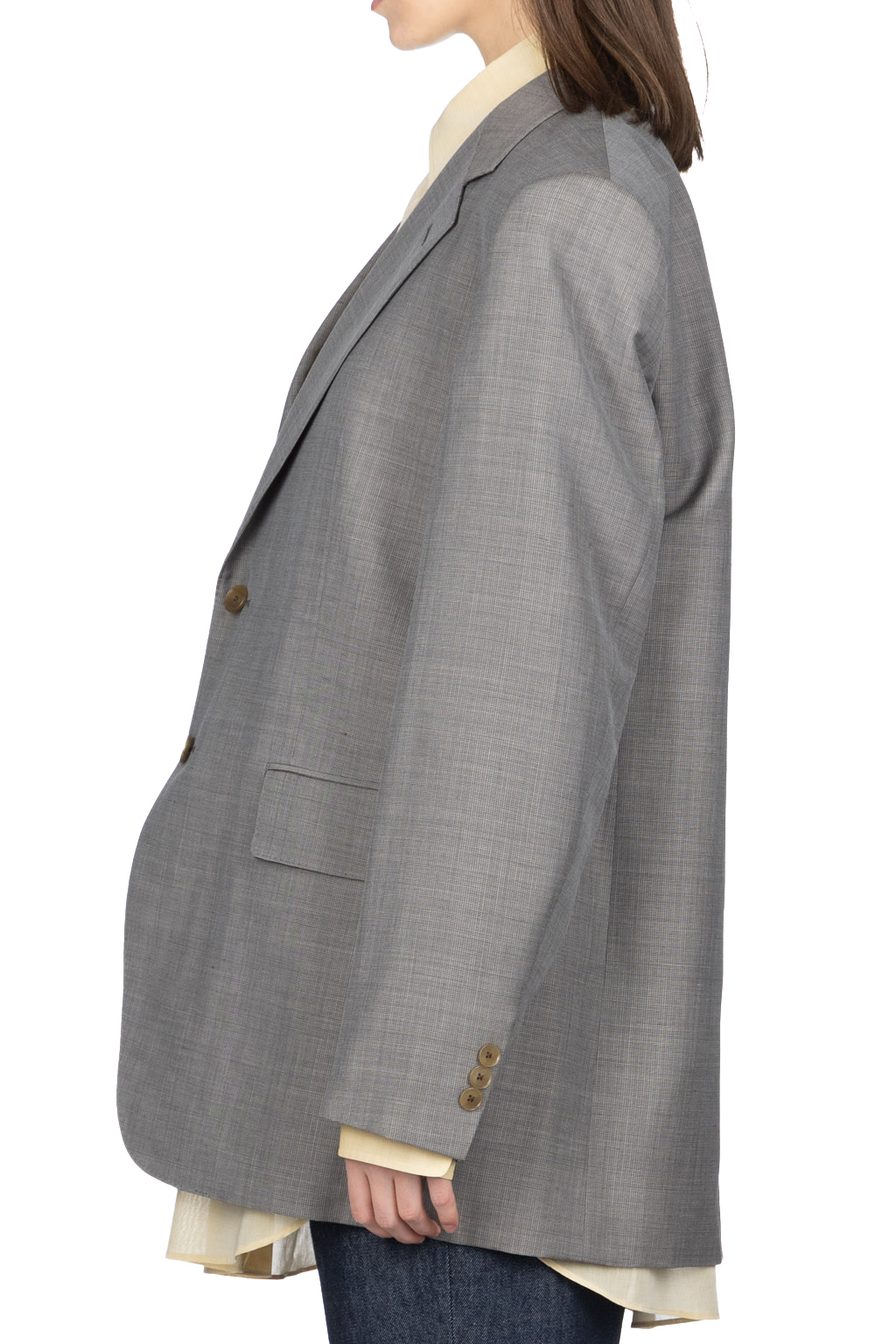 AURALEE - TROPICAL WOOL KID MOHAIR JACKET- Grey Check
