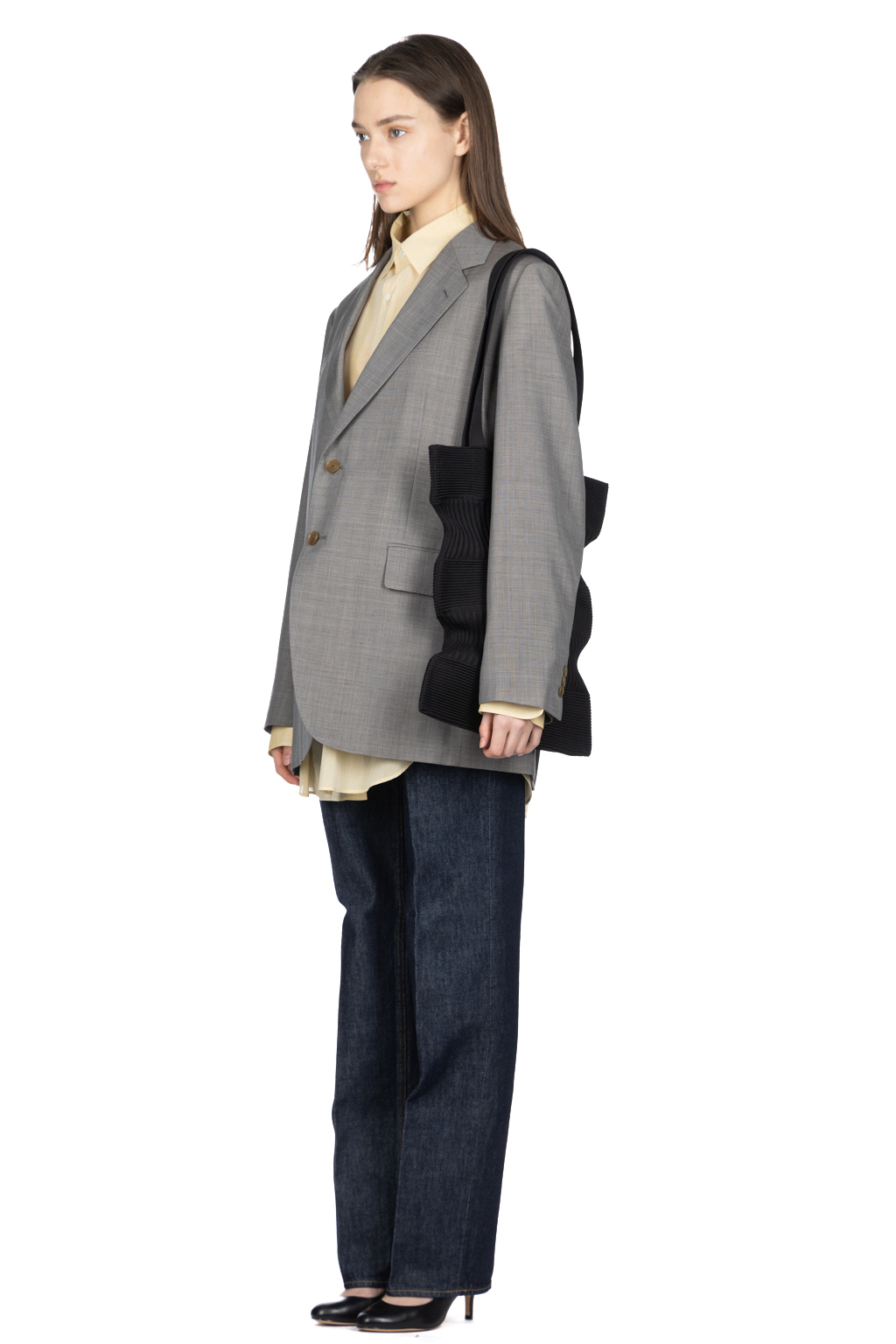 AURALEE - TROPICAL WOOL KID MOHAIR JACKET- Grey Check
