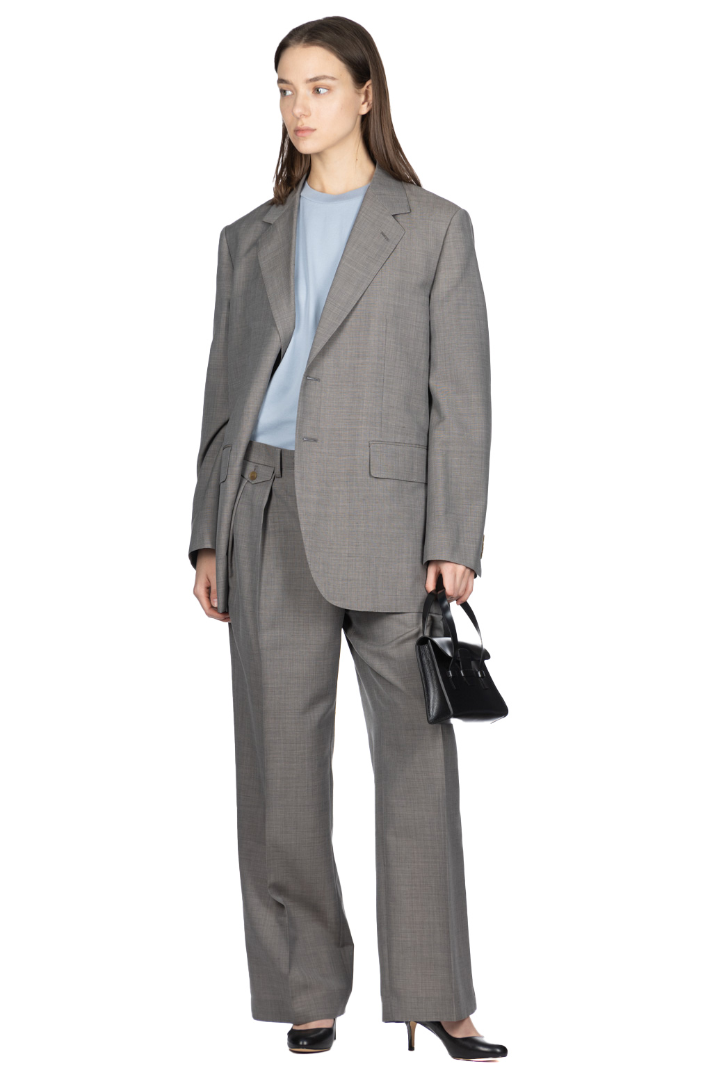 AURALEE - TROPICAL WOOL KID MOHAIR JACKET- Grey Check