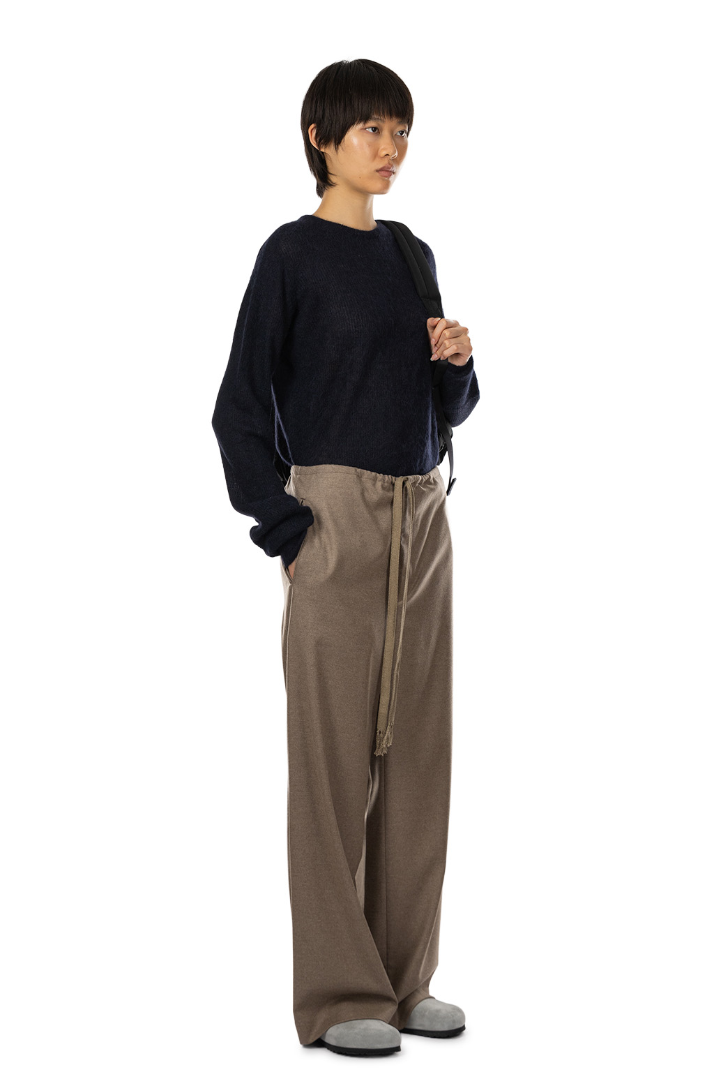AURALEE - Wool Fulling Flannel Drawstring Pants - Top Brown