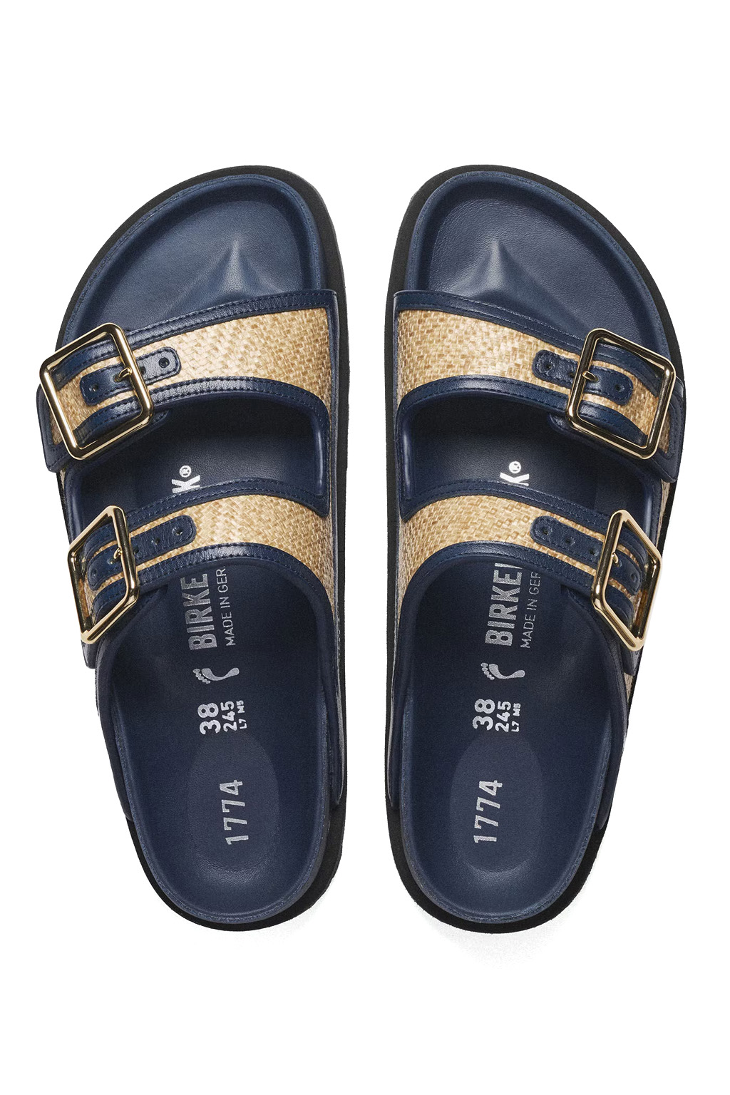 Birkenstock 1774 - 1774 Arizona Raffia - Midnight Navy - Regualr