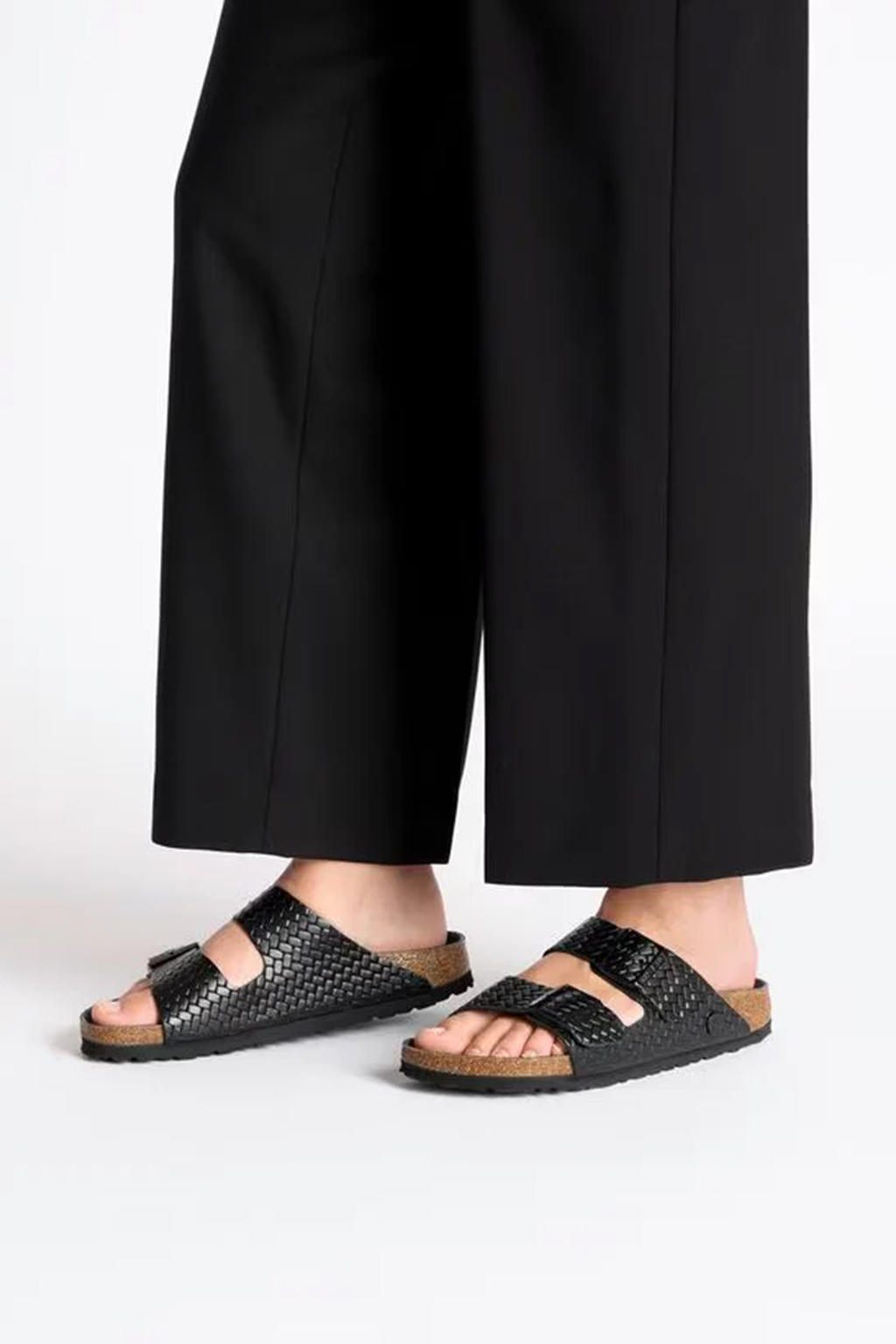 Birkenstock - Arizona Leather Woven Embossed Narrow - Black