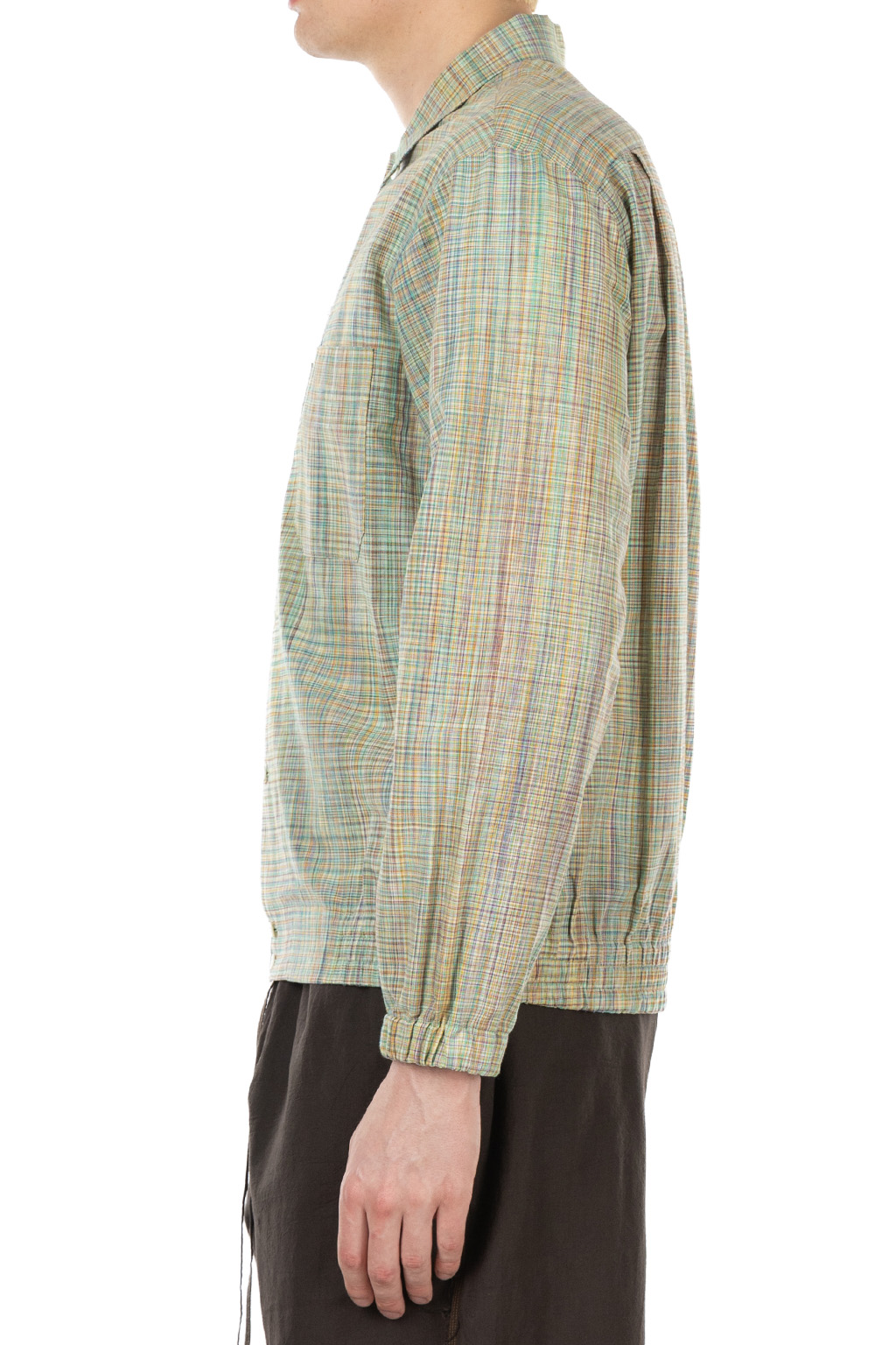 CALE - Cotton Ikat Check Shirt - Green