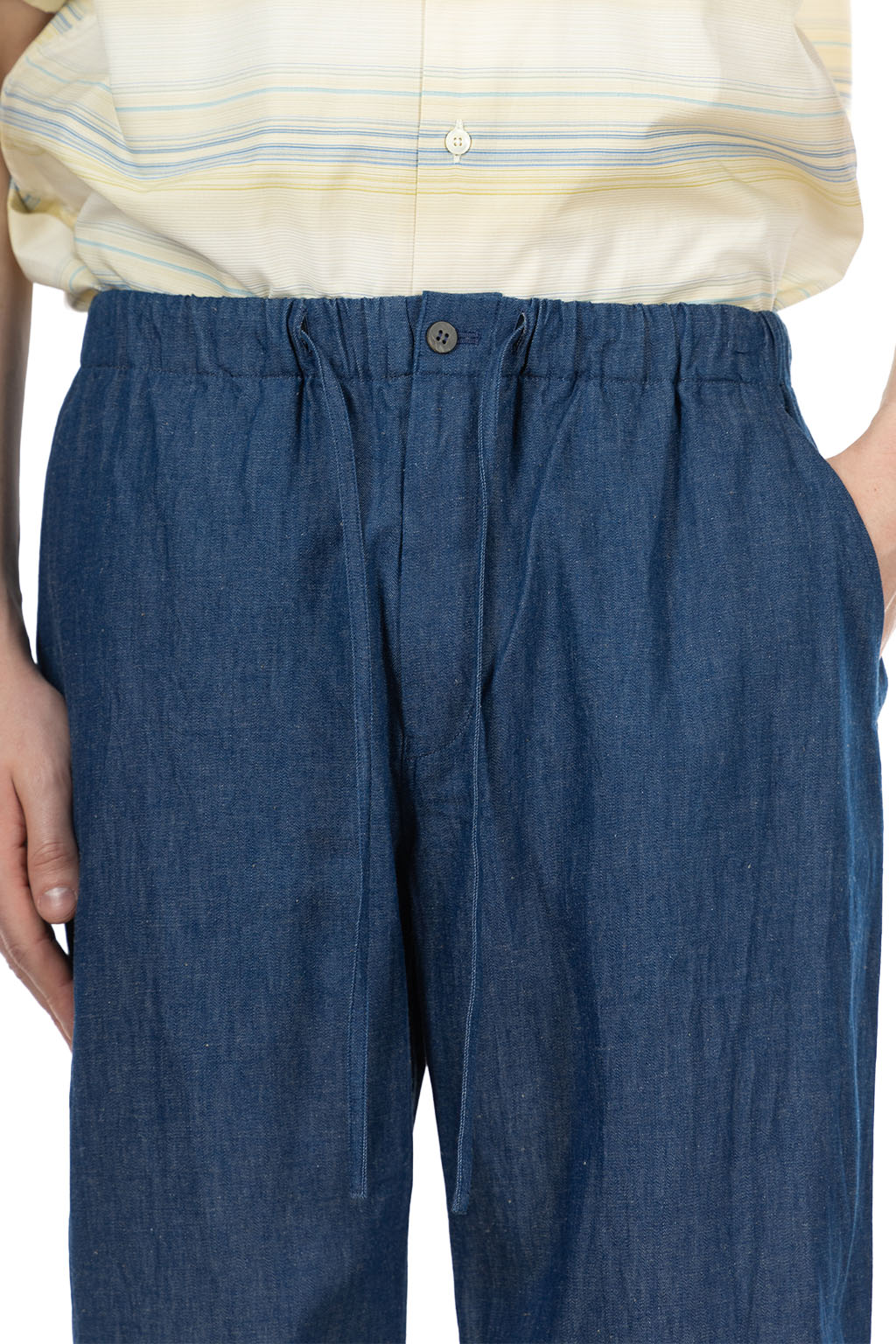 CALE - Cotton Linen Ramie Denim Pants - Blue