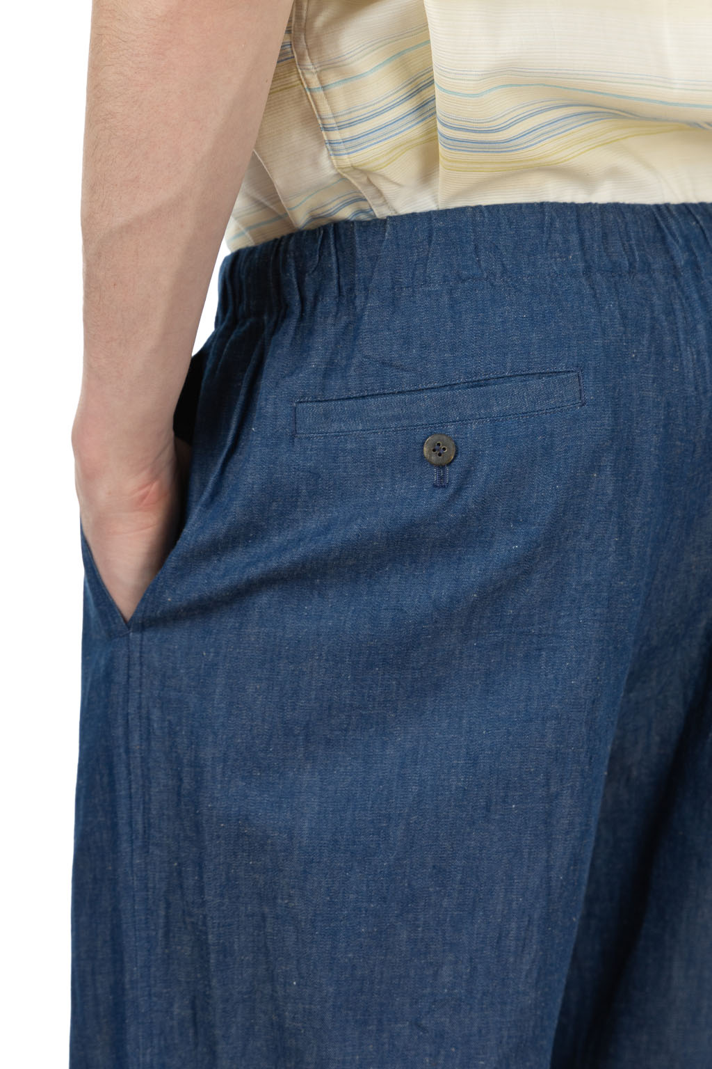 CALE - Cotton Linen Ramie Denim Pants - Blue