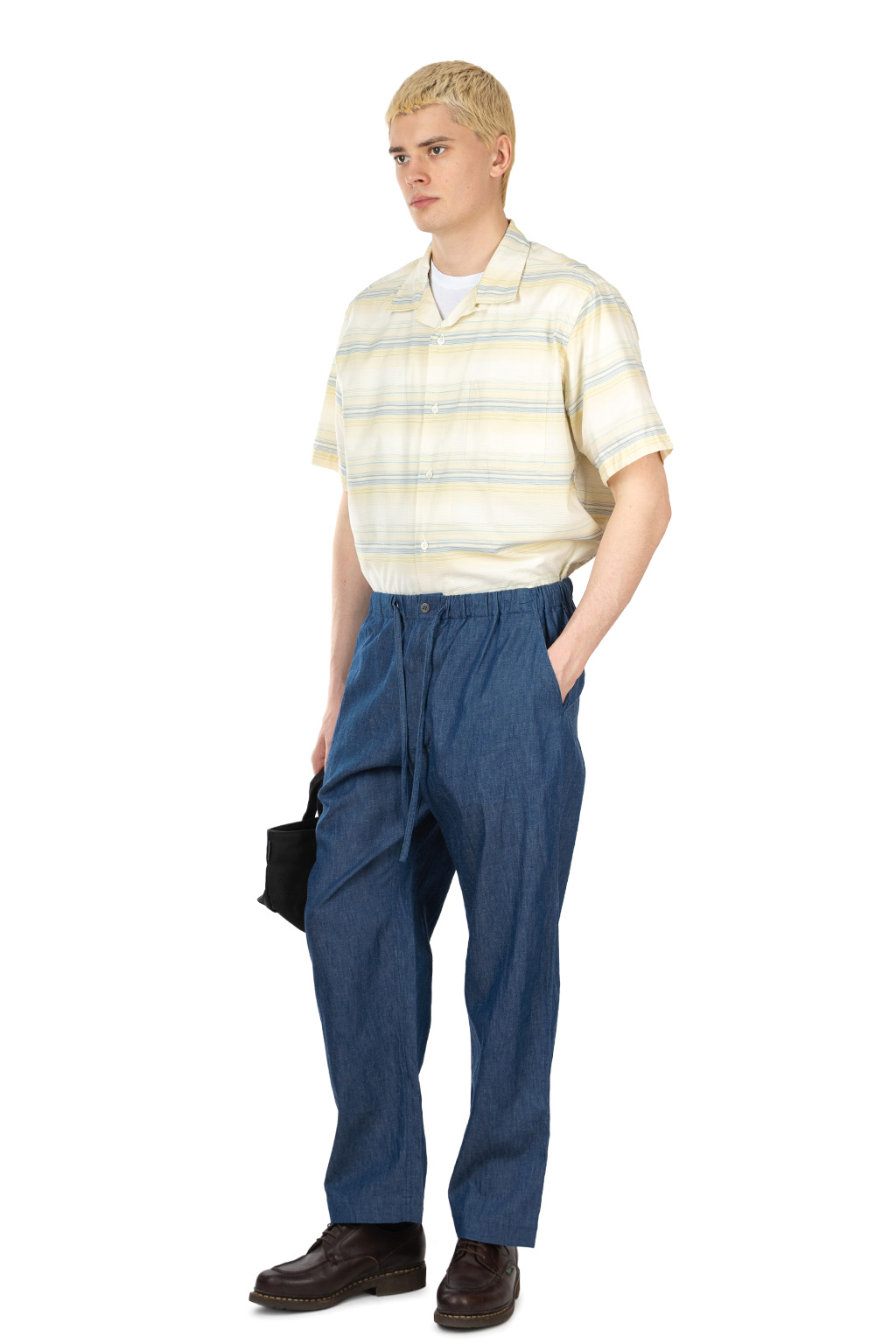 CALE - Cotton Linen Ramie Denim Pants - Blue