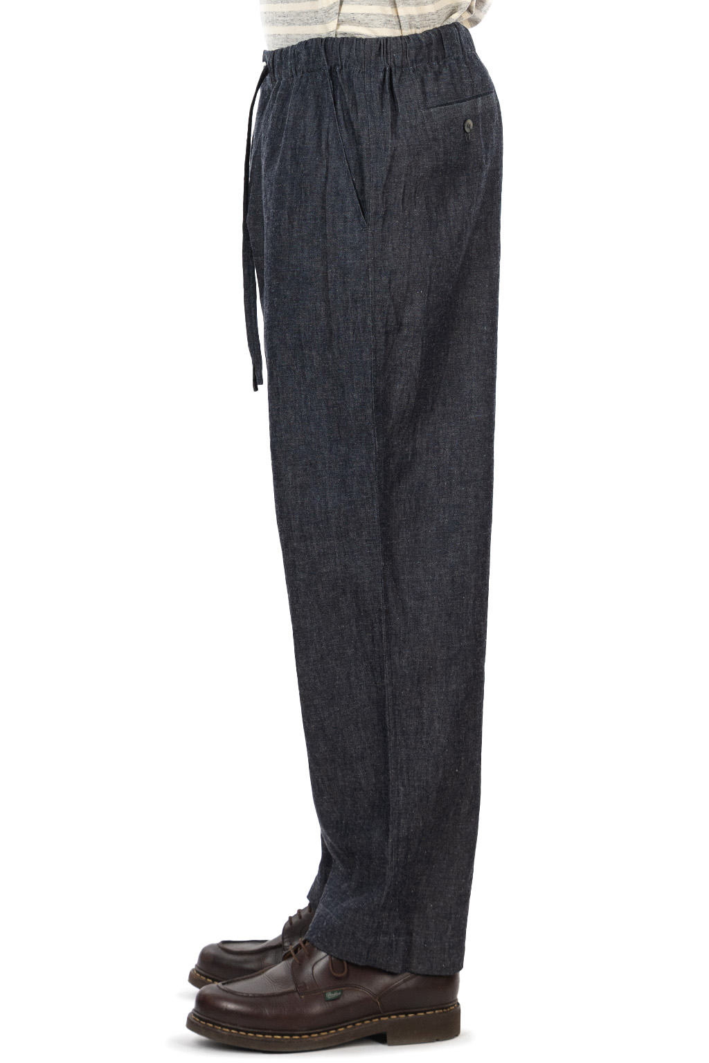CALE - Cotton Linen Ramie Denim Pants - Navy