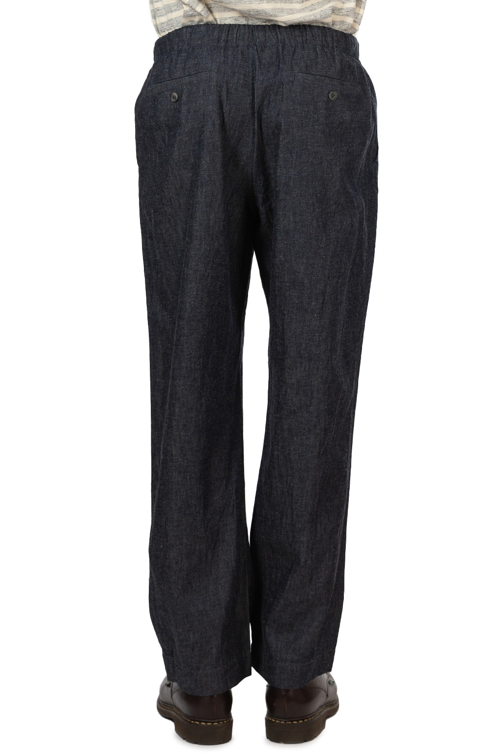 CALE - Cotton Linen Ramie Denim Pants - Navy