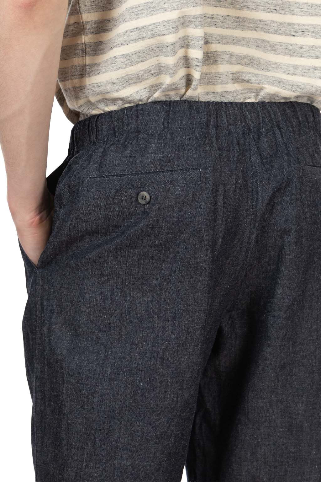 CALE - Cotton Linen Ramie Denim Pants - Navy