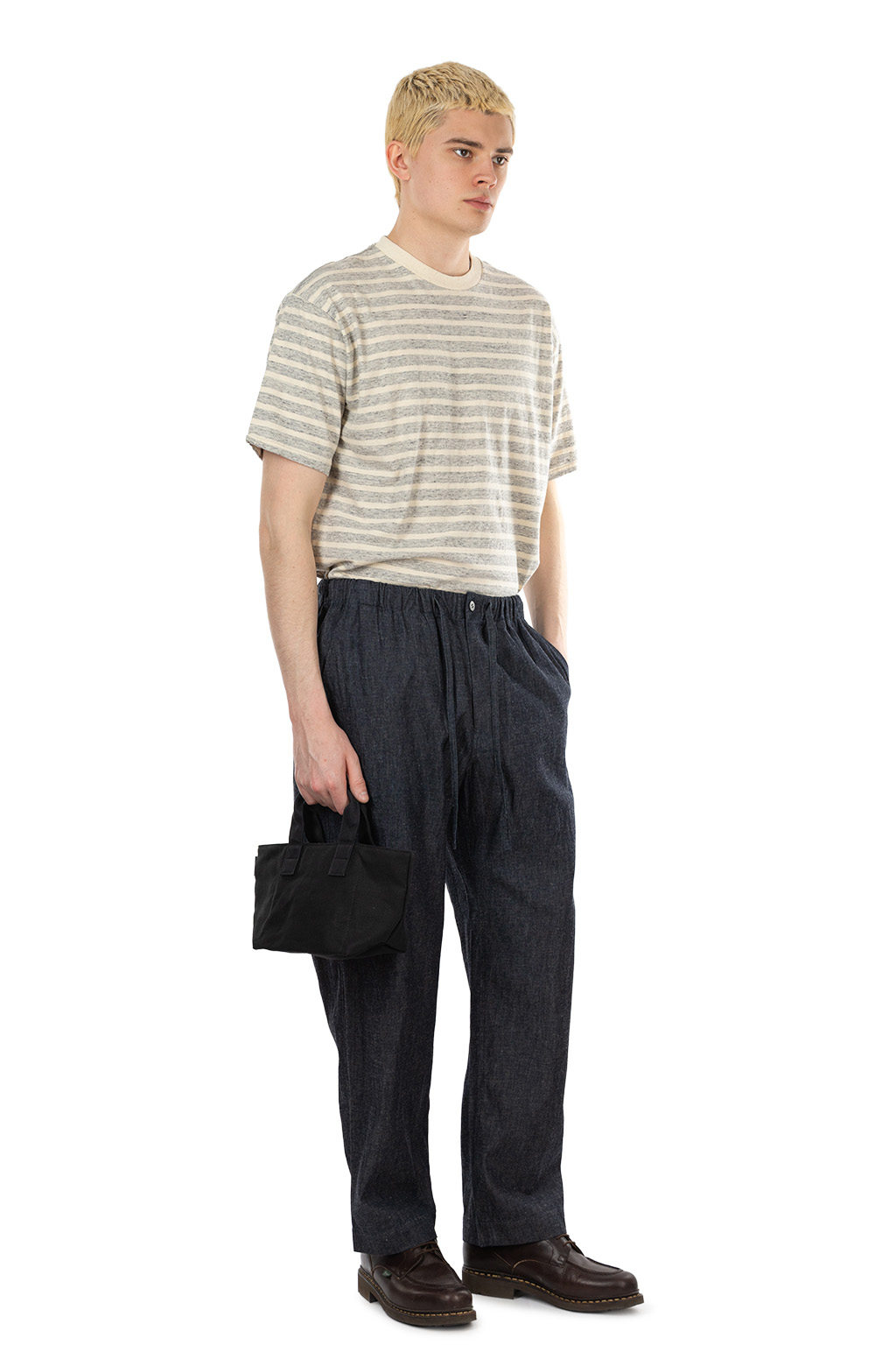 CALE - Cotton Linen Ramie Denim Pants - Navy