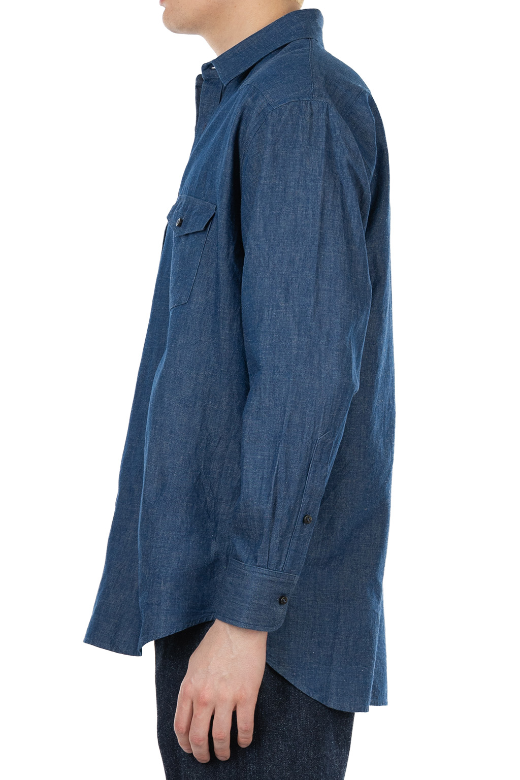 CALE - Cotton Linen Ramie Denim Shirt - Blue