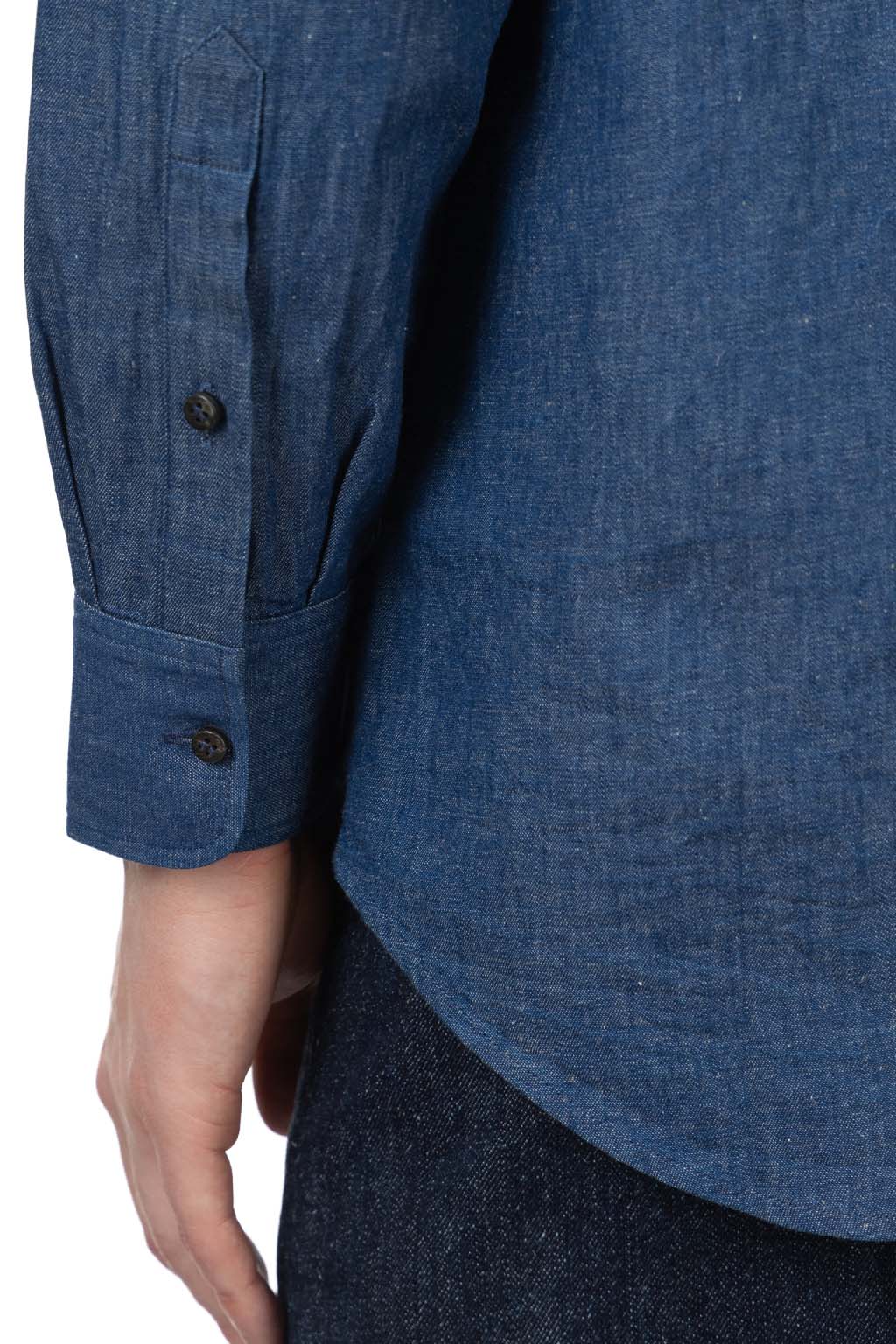 CALE - Cotton Linen Ramie Denim Shirt - Blue