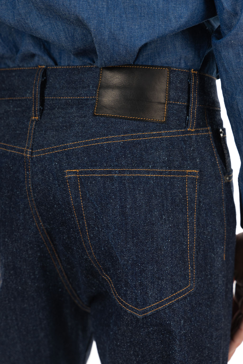 CALE - Cotton Silk Denim Pants - Blue