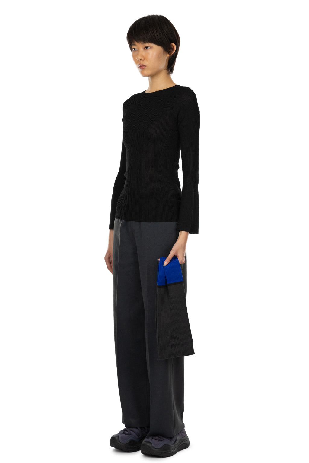 CFCL - Soft Portrait Long Bell Sleeve Top - Black