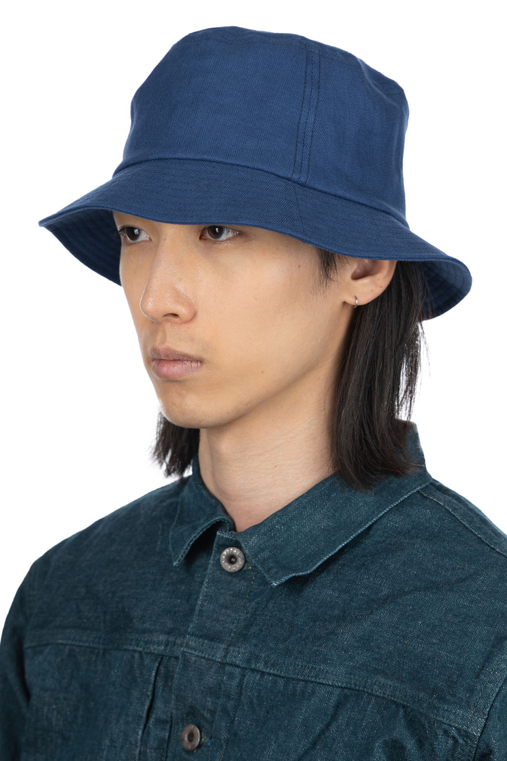 Cableami - Linen Herringbone Bucket Hat - Indigo