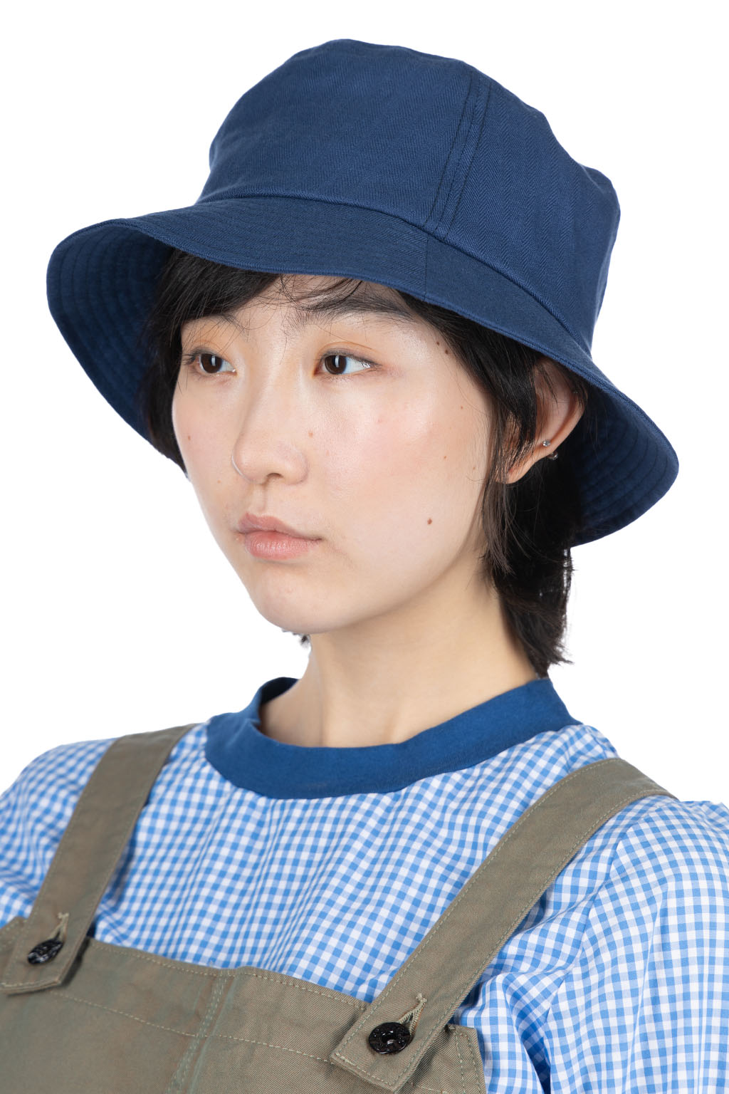 Cableami - Linen Herringbone Bucket Hat - Indigo